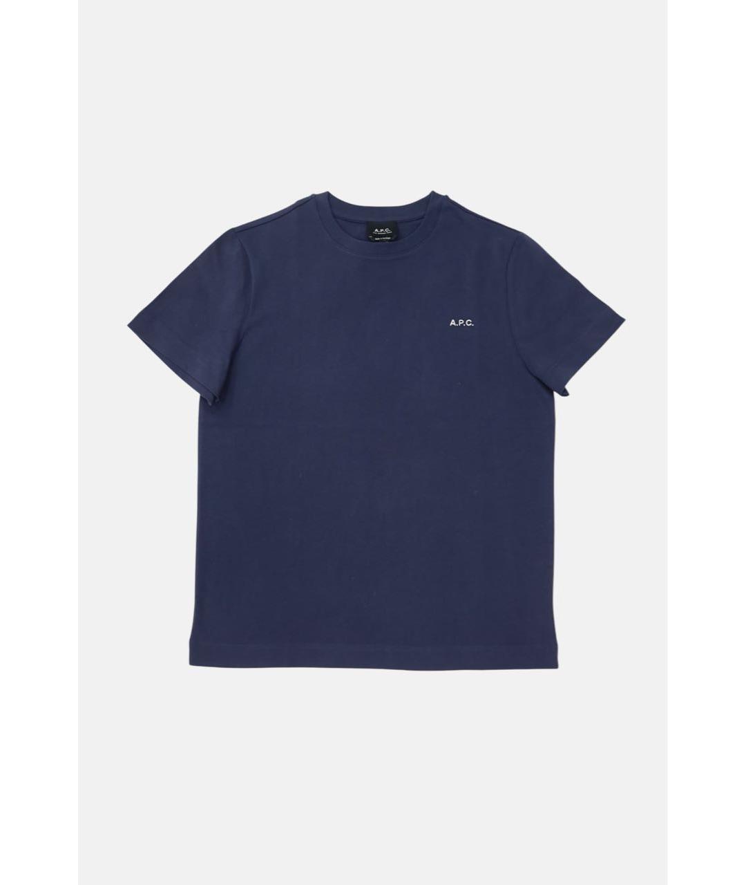 A.P.C. Темно-синяя хлопковая футболка, фото 5