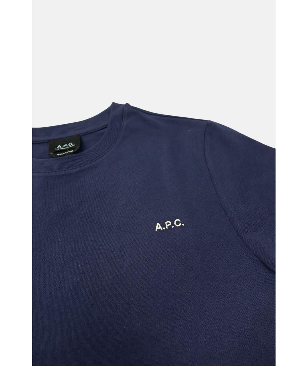 A.P.C. Темно-синяя хлопковая футболка, фото 4