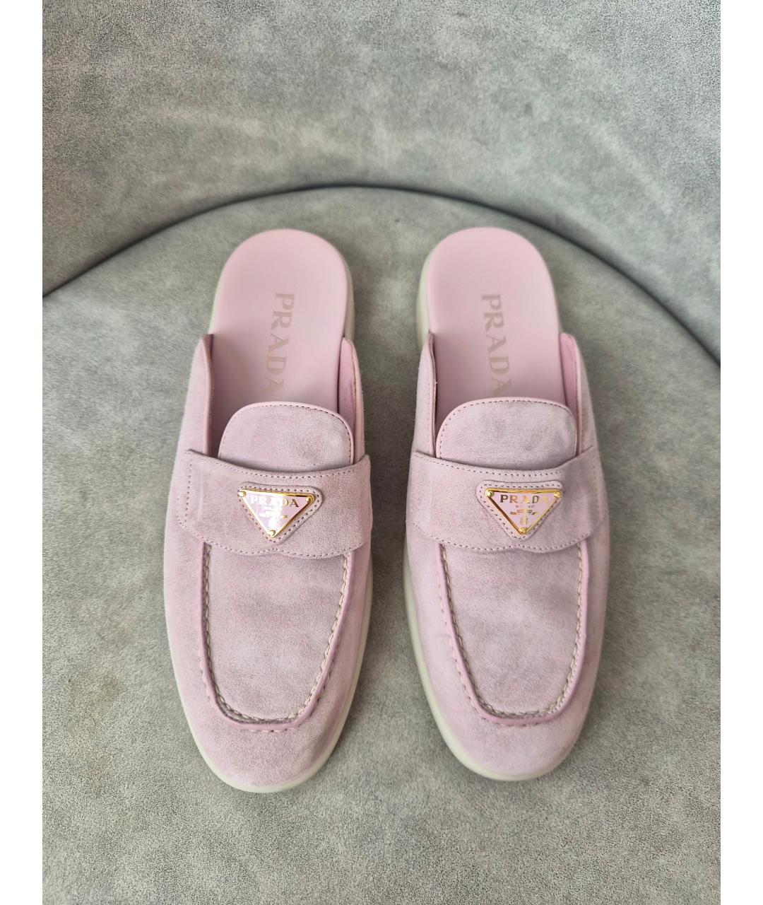 PRADA Розовые замшевые мюли, фото 2