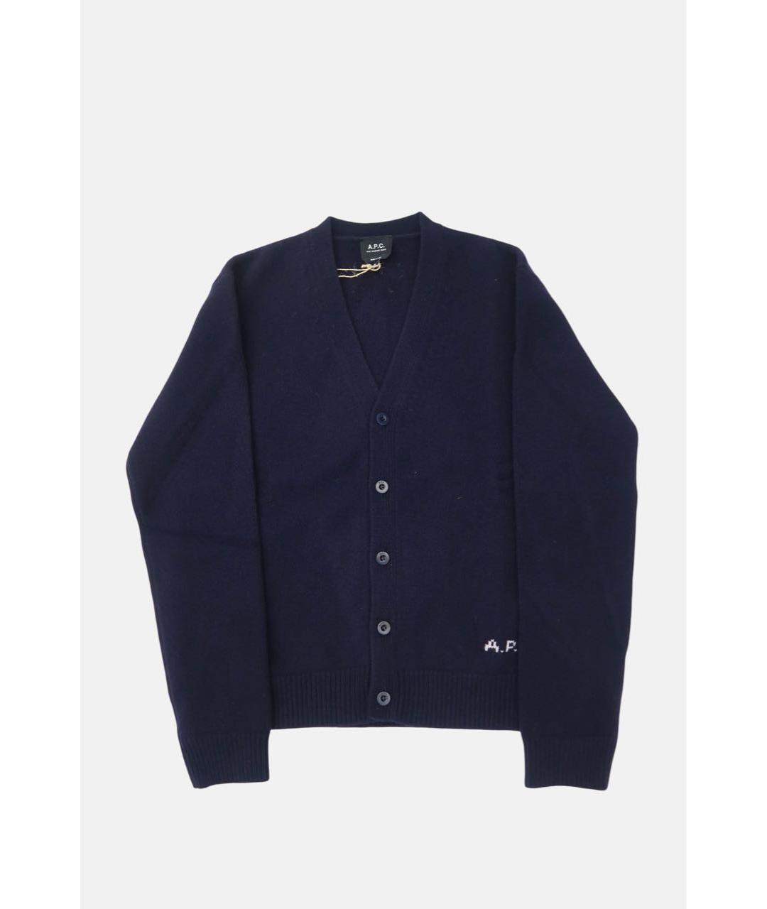 A.P.C. Темно-синий шерстяной кардиган, фото 5