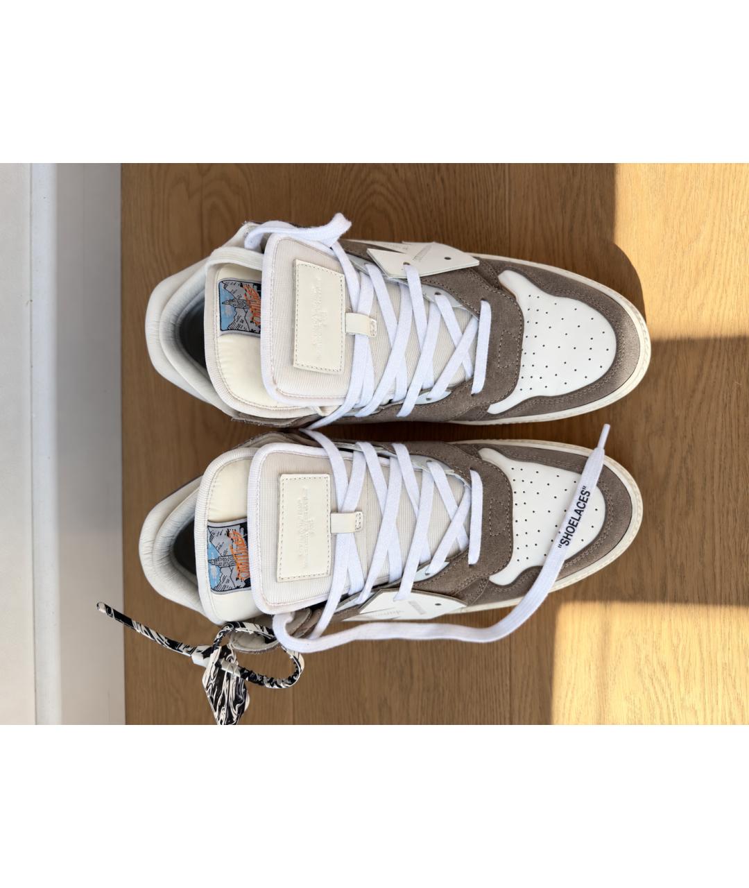 OFF-WHITE Бежевые кожаные низкие кроссовки / кеды, фото 2