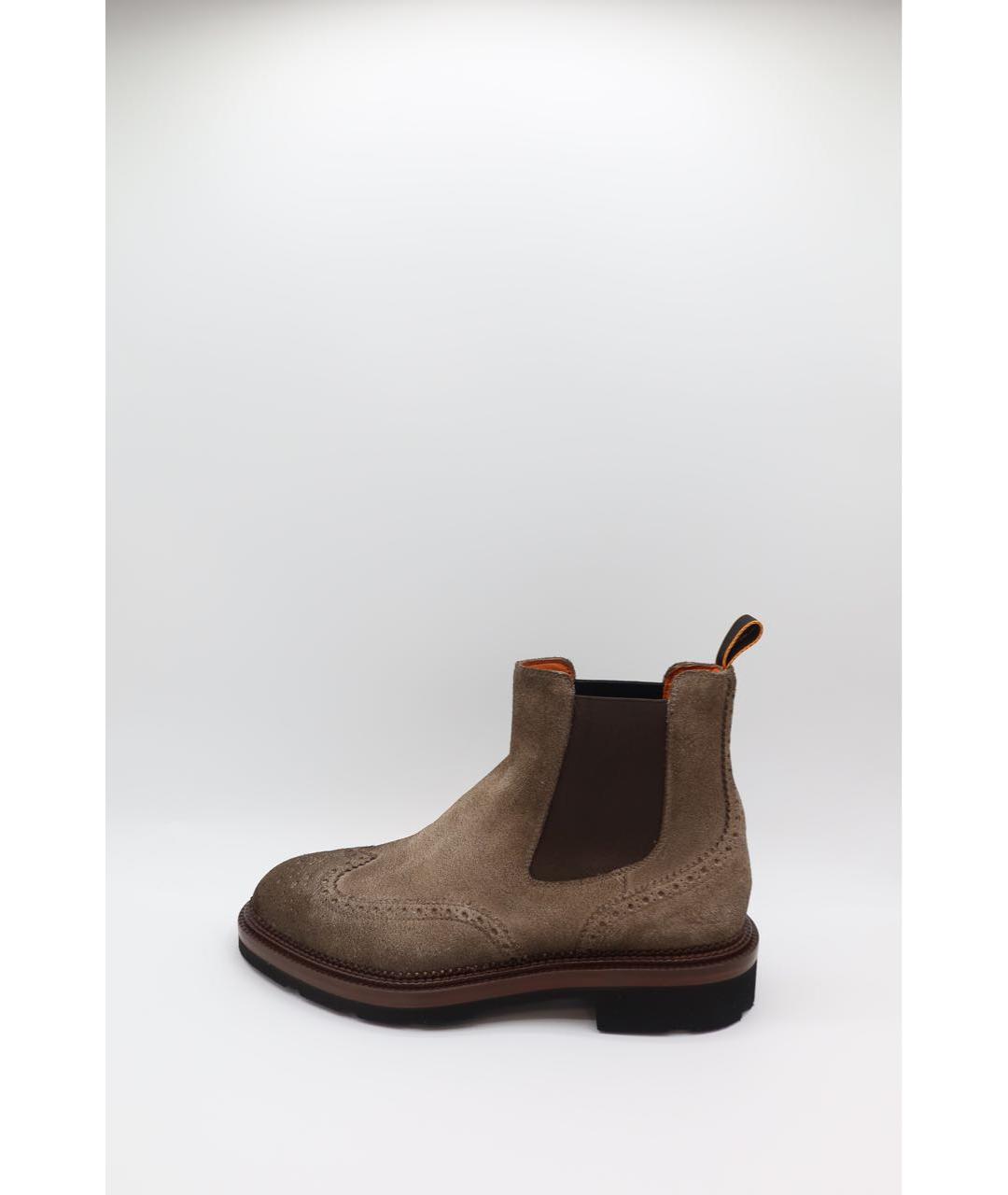 SANTONI Коричневые кожаные высокие ботинки, фото 7