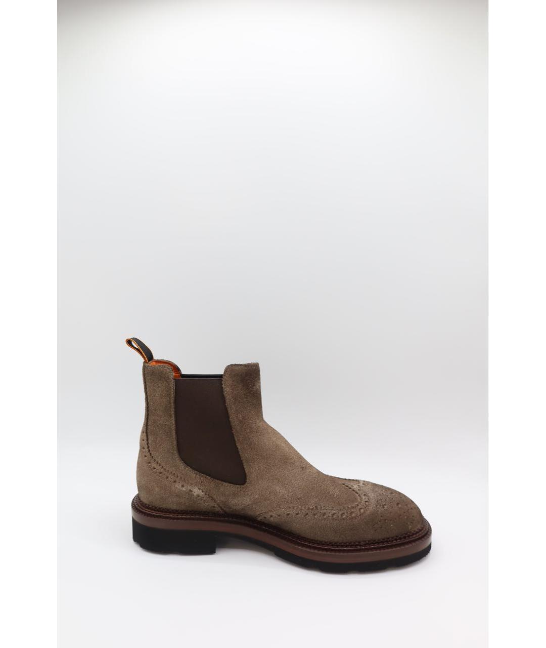 SANTONI Коричневые кожаные высокие ботинки, фото 4
