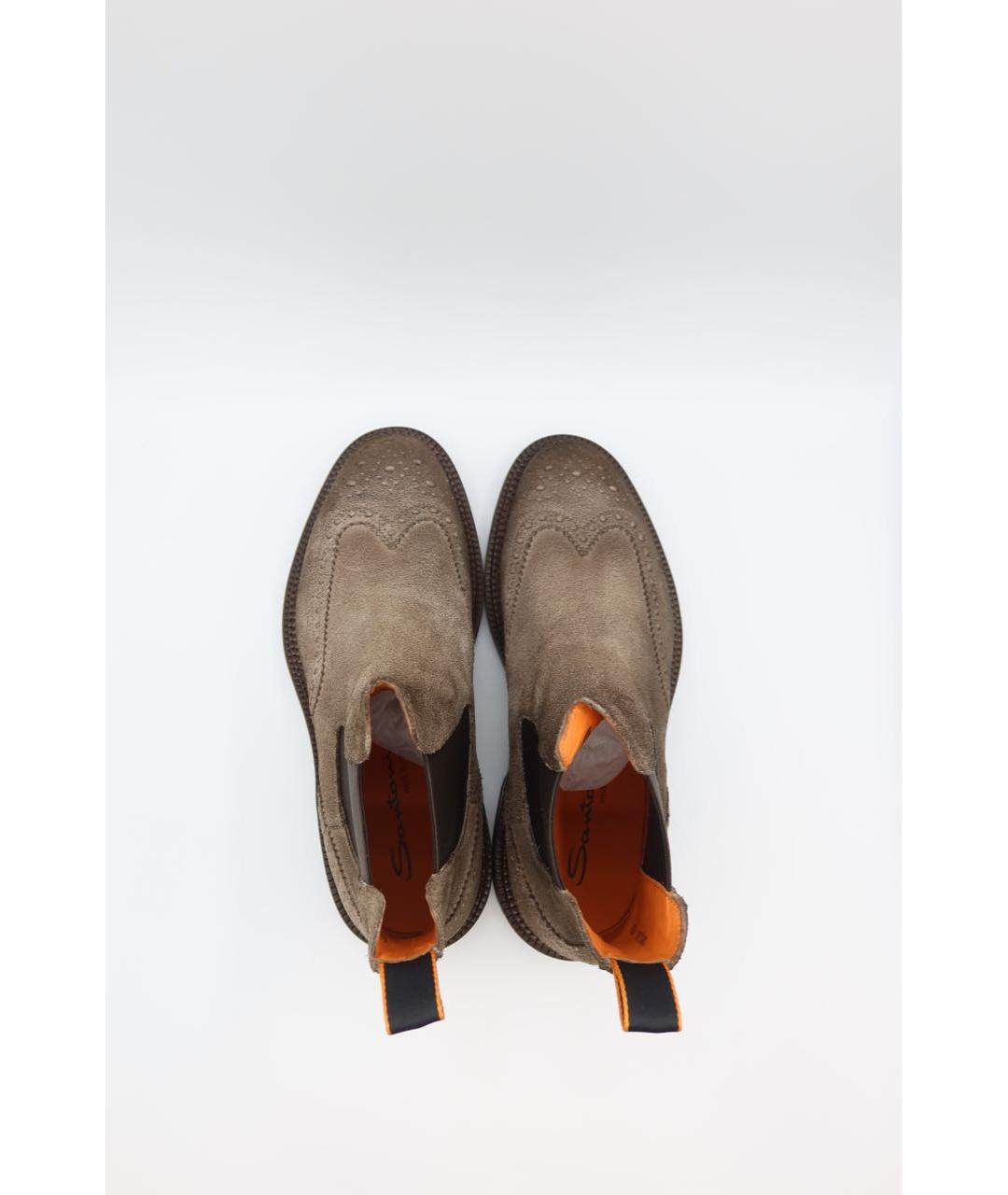 SANTONI Коричневые кожаные высокие ботинки, фото 6