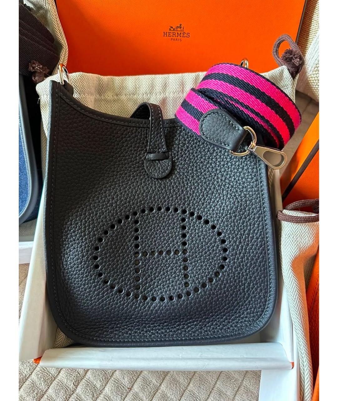 HERMES Темно-синяя кожаная сумка через плечо, фото 2