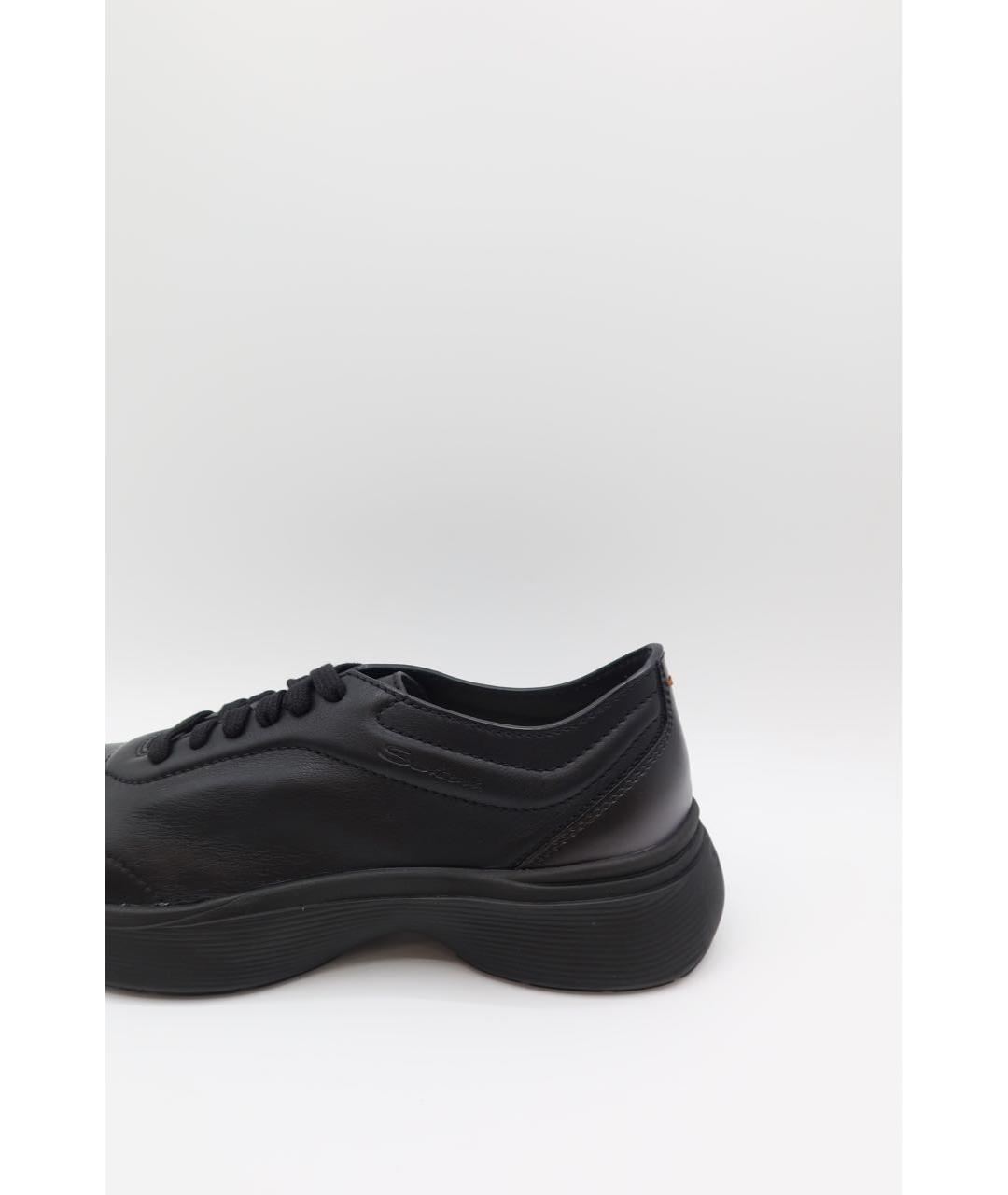 SANTONI Черные кожаные низкие кроссовки / кеды, фото 3