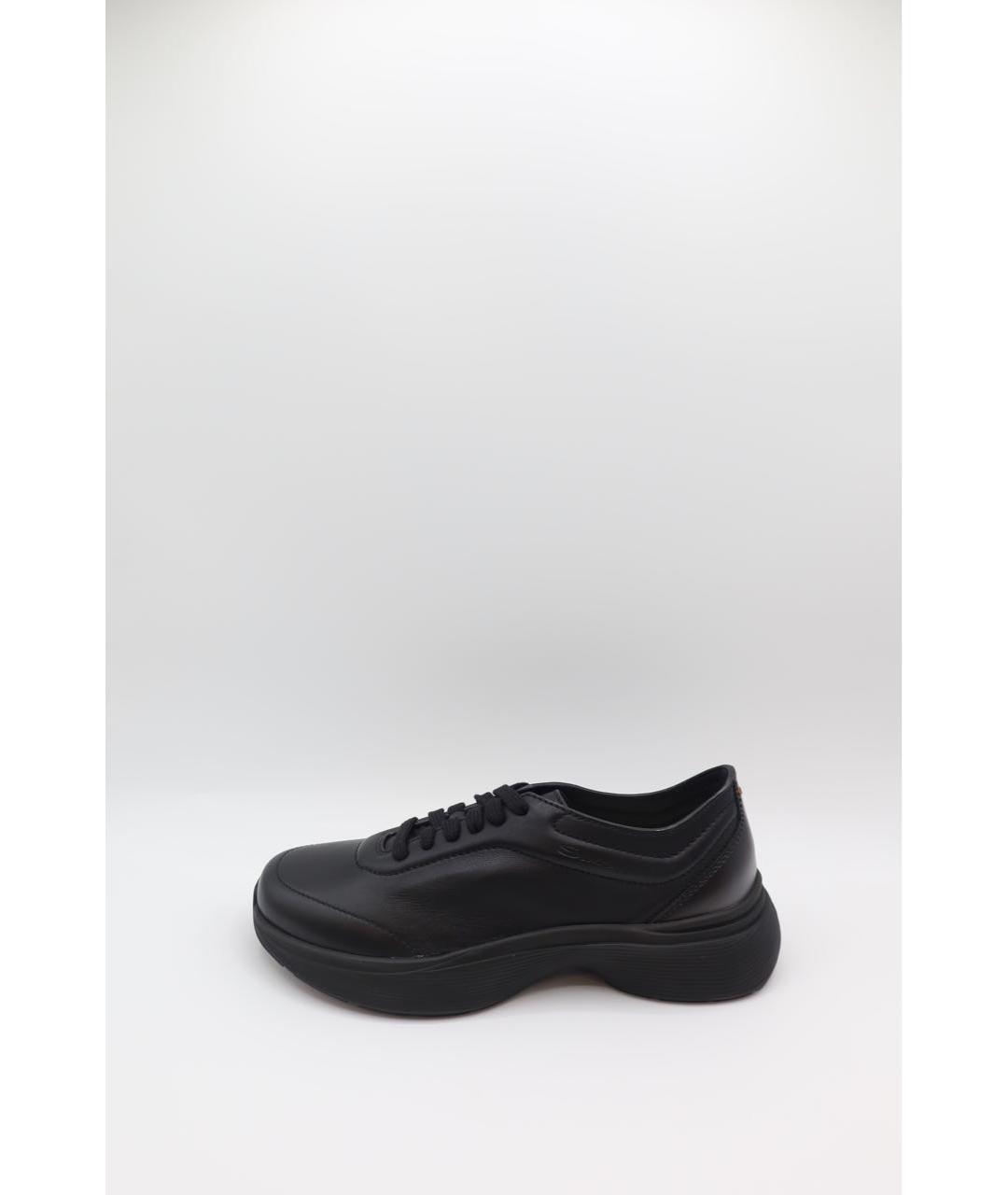 SANTONI Черные кожаные низкие кроссовки / кеды, фото 8