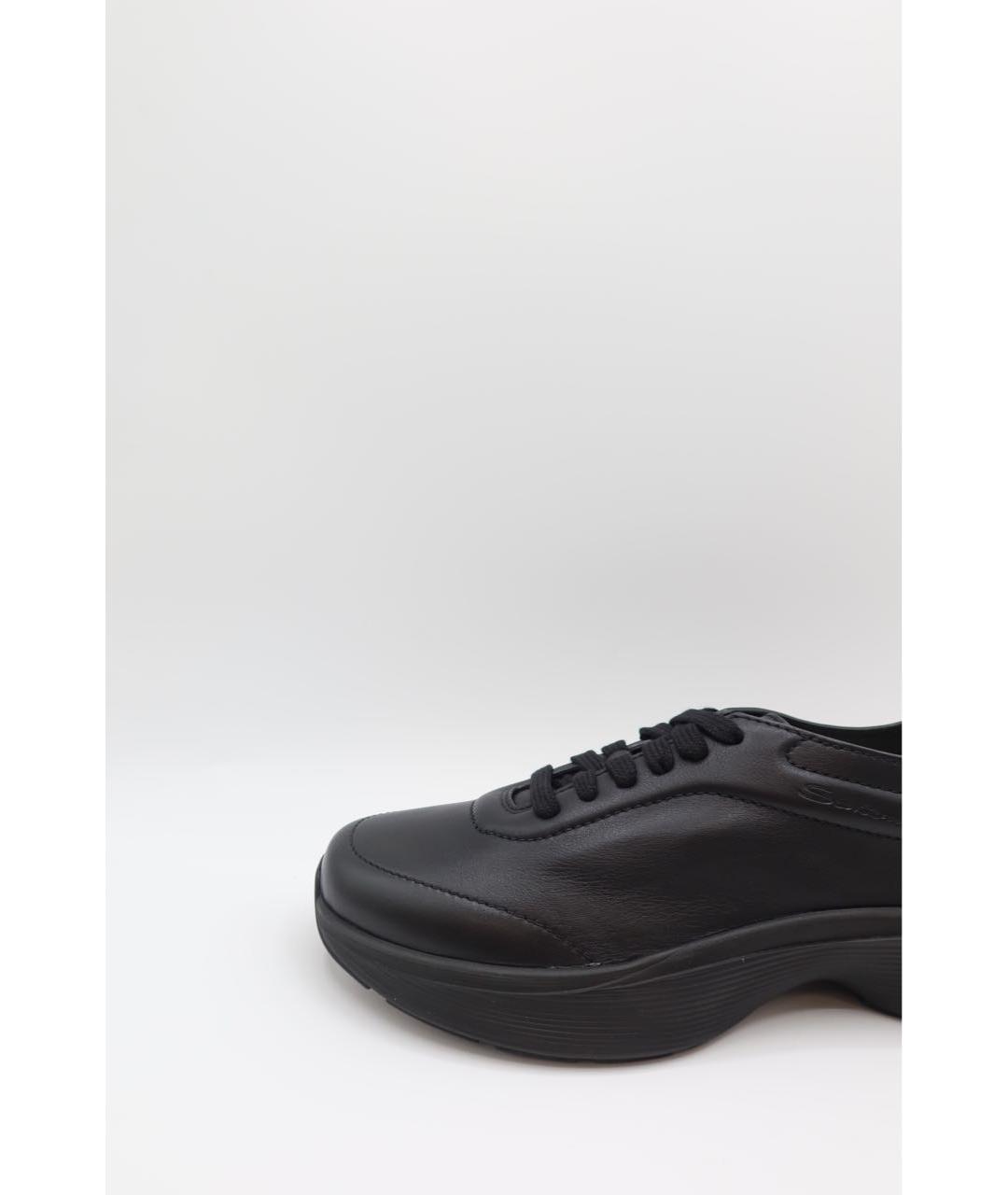 SANTONI Черные кожаные низкие кроссовки / кеды, фото 2