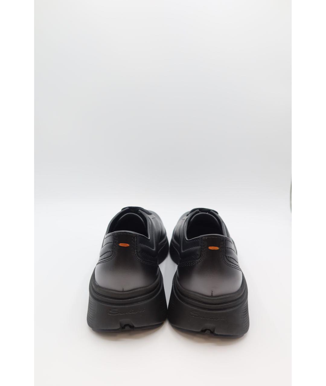 SANTONI Черные кожаные низкие кроссовки / кеды, фото 6