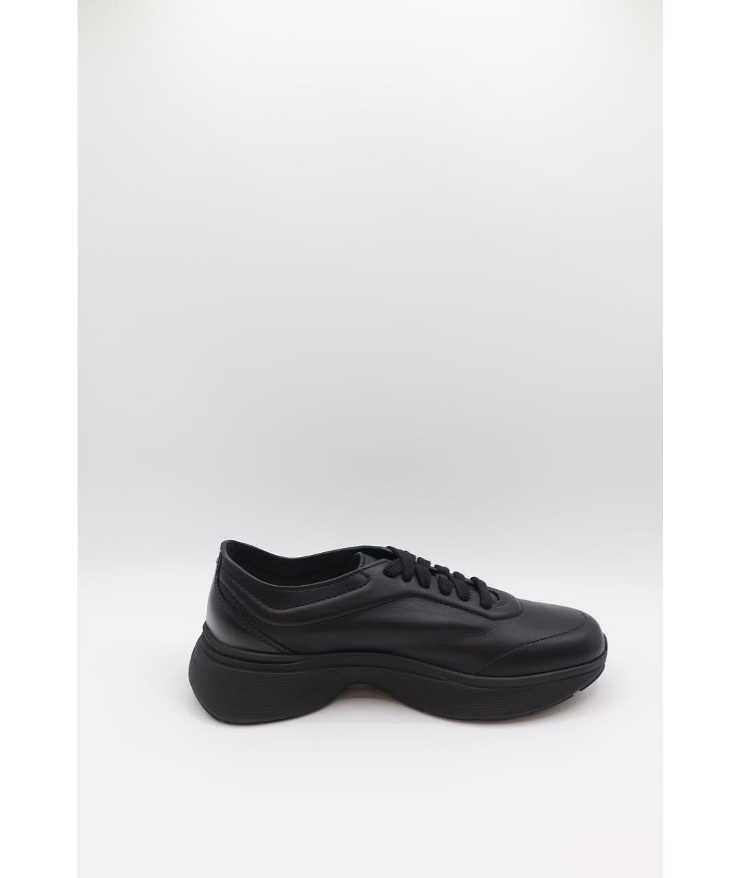 SANTONI Черные кожаные низкие кроссовки / кеды, фото 4