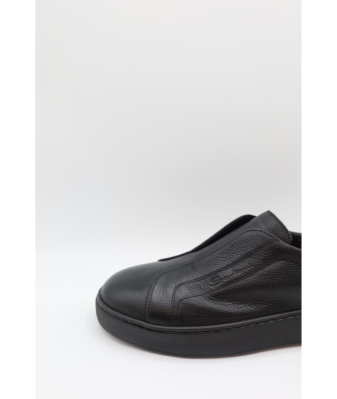 SANTONI Черные кожаные слипоны, фото 2