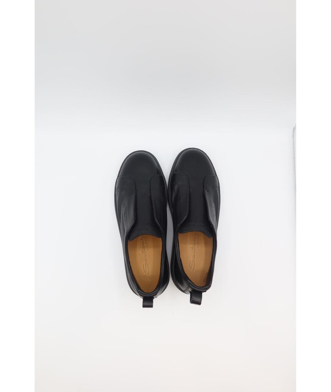 SANTONI Черные кожаные слипоны, фото 6