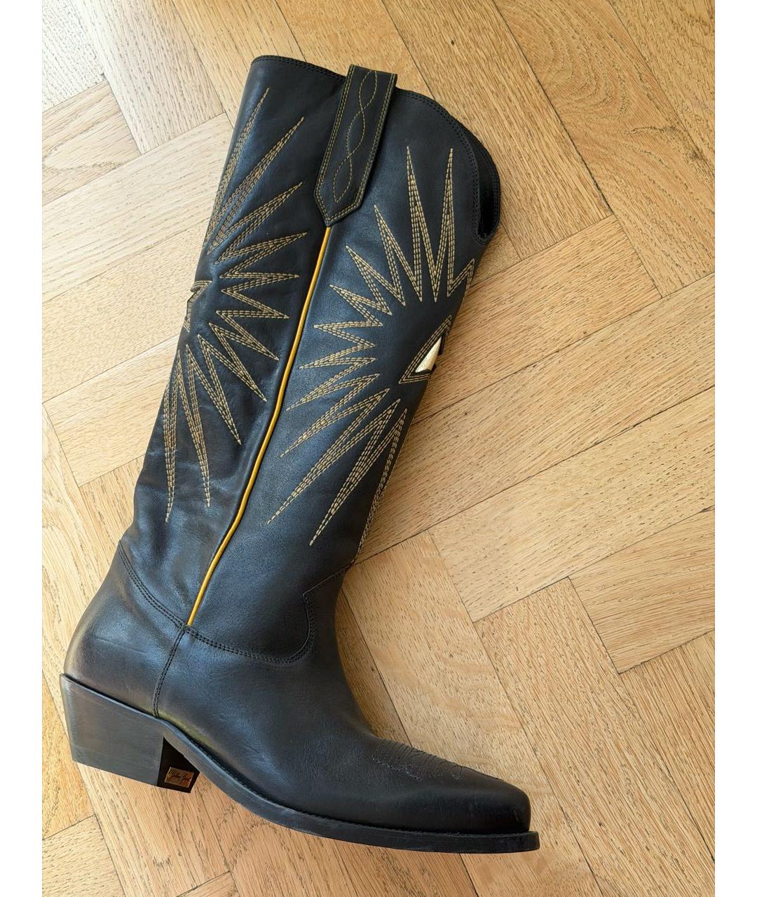 GOLDEN GOOSE Черные кожаные сапоги, фото 5