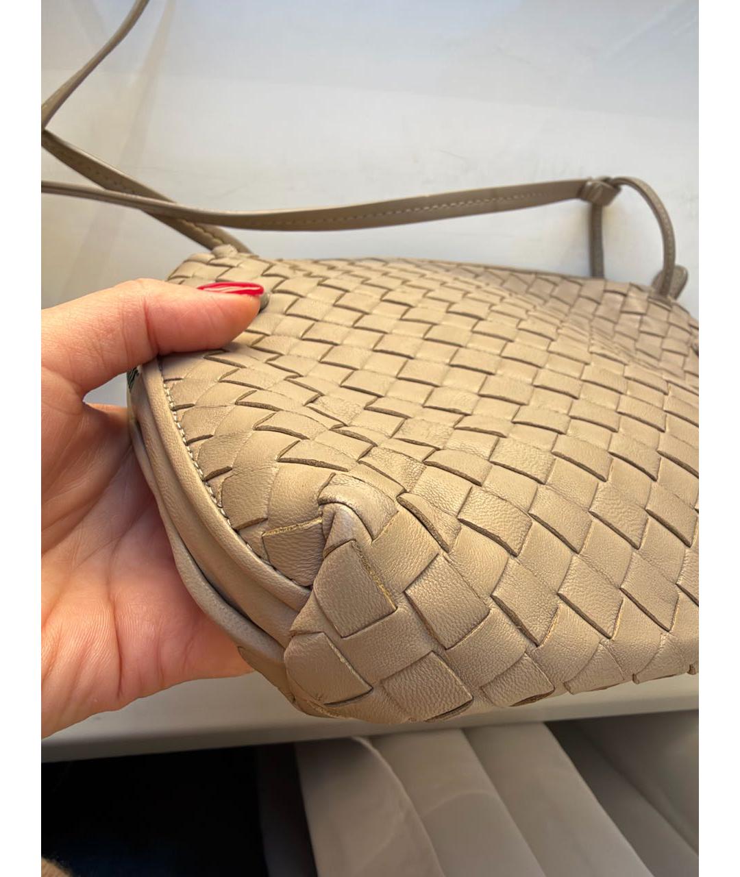 BOTTEGA VENETA Бежевая кожаная сумка через плечо, фото 2