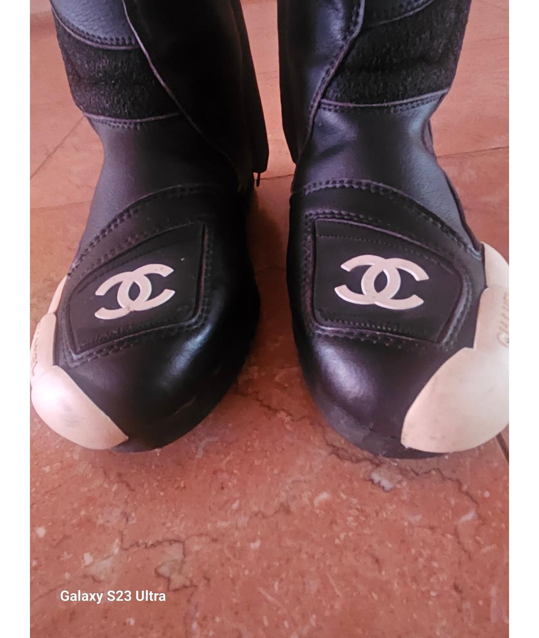 CHANEL Черные кожаные сапоги, фото 3