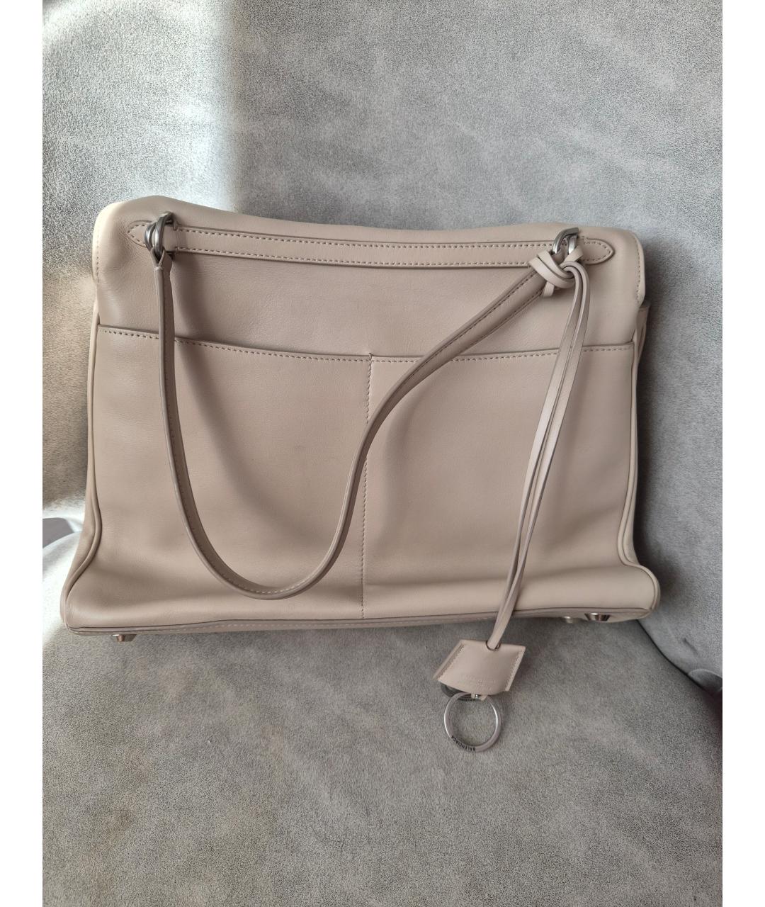 BALENCIAGA Бежевая кожаная сумка тоут, фото 2