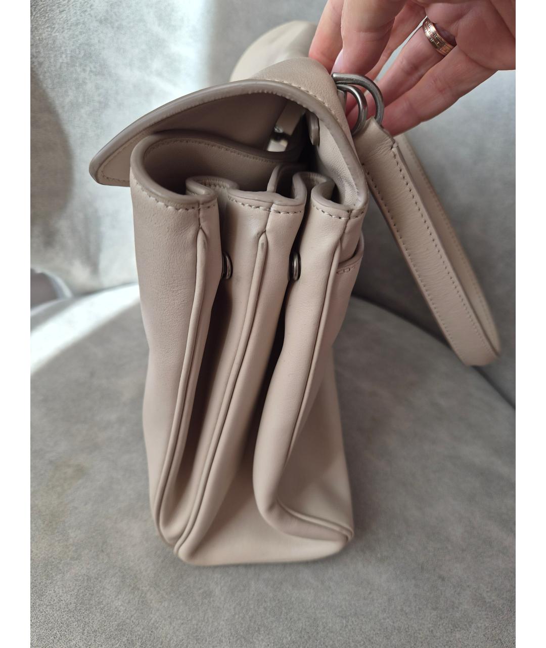 BALENCIAGA Бежевая кожаная сумка тоут, фото 7