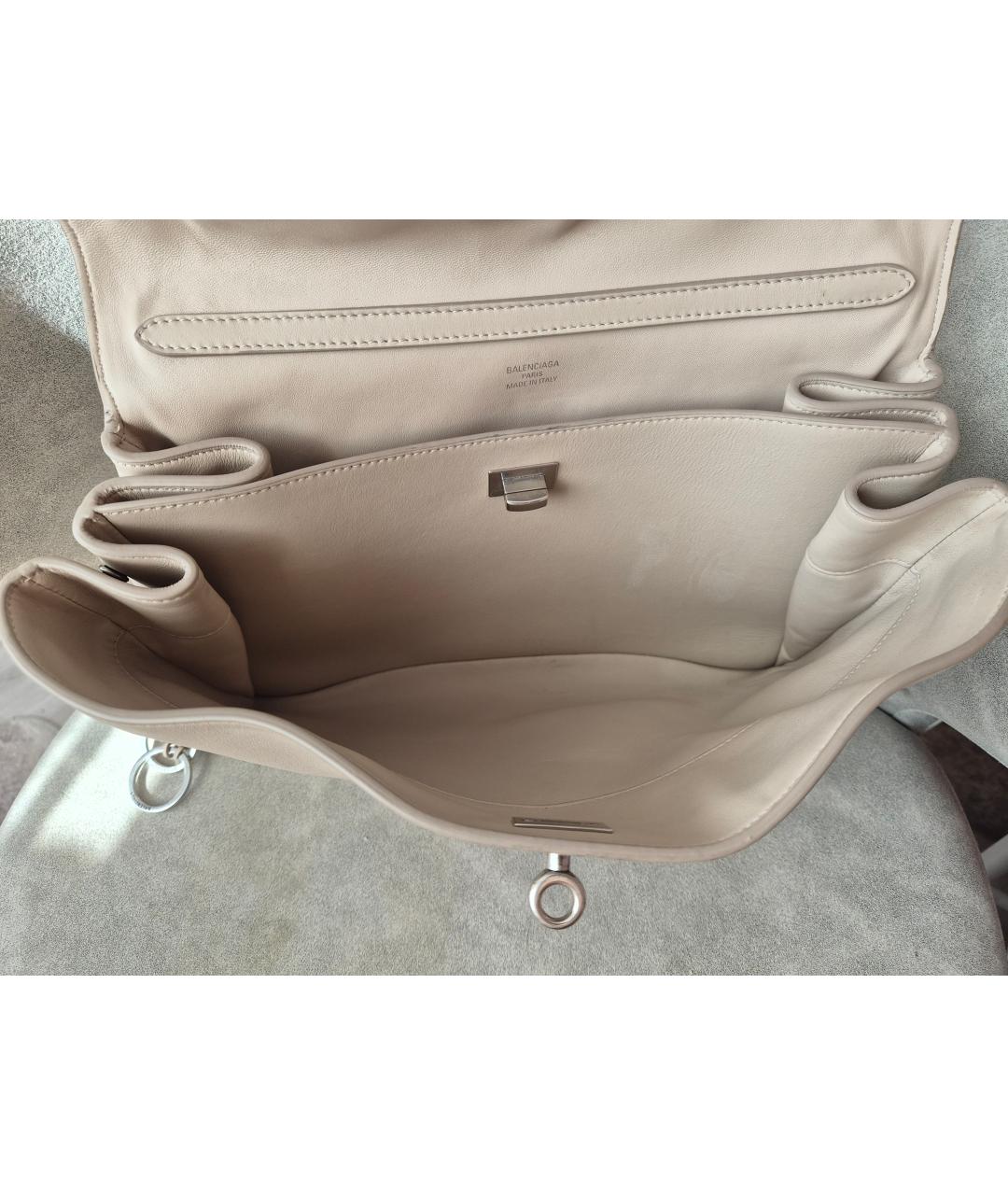 BALENCIAGA Бежевая кожаная сумка тоут, фото 4