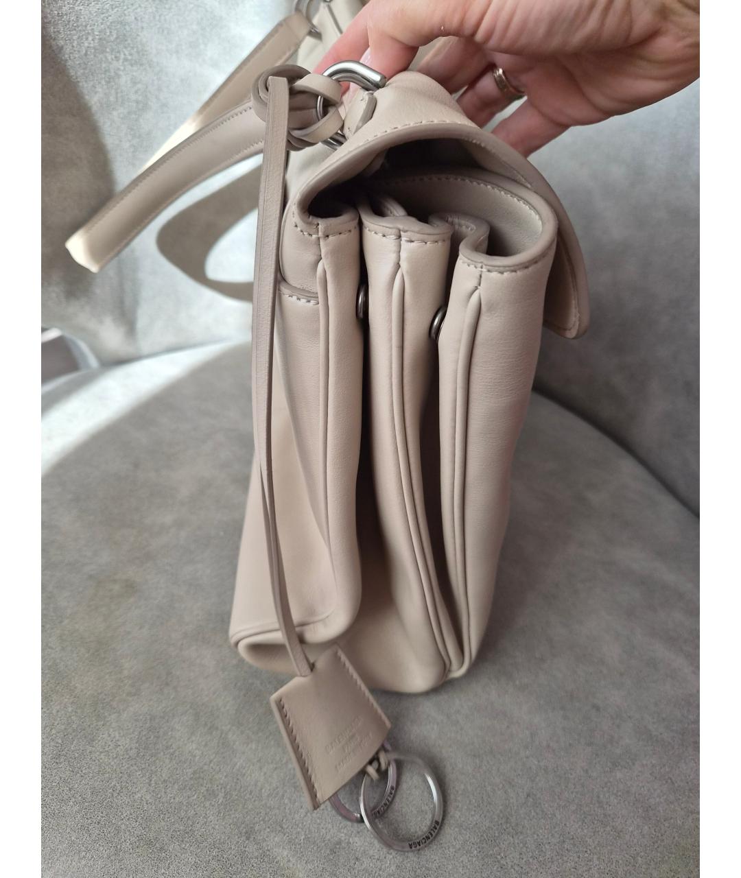 BALENCIAGA Бежевая кожаная сумка тоут, фото 8