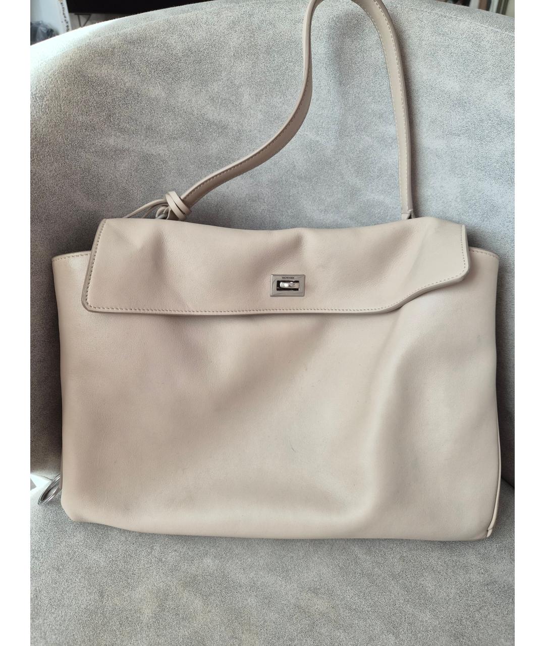 BALENCIAGA Бежевая кожаная сумка тоут, фото 9