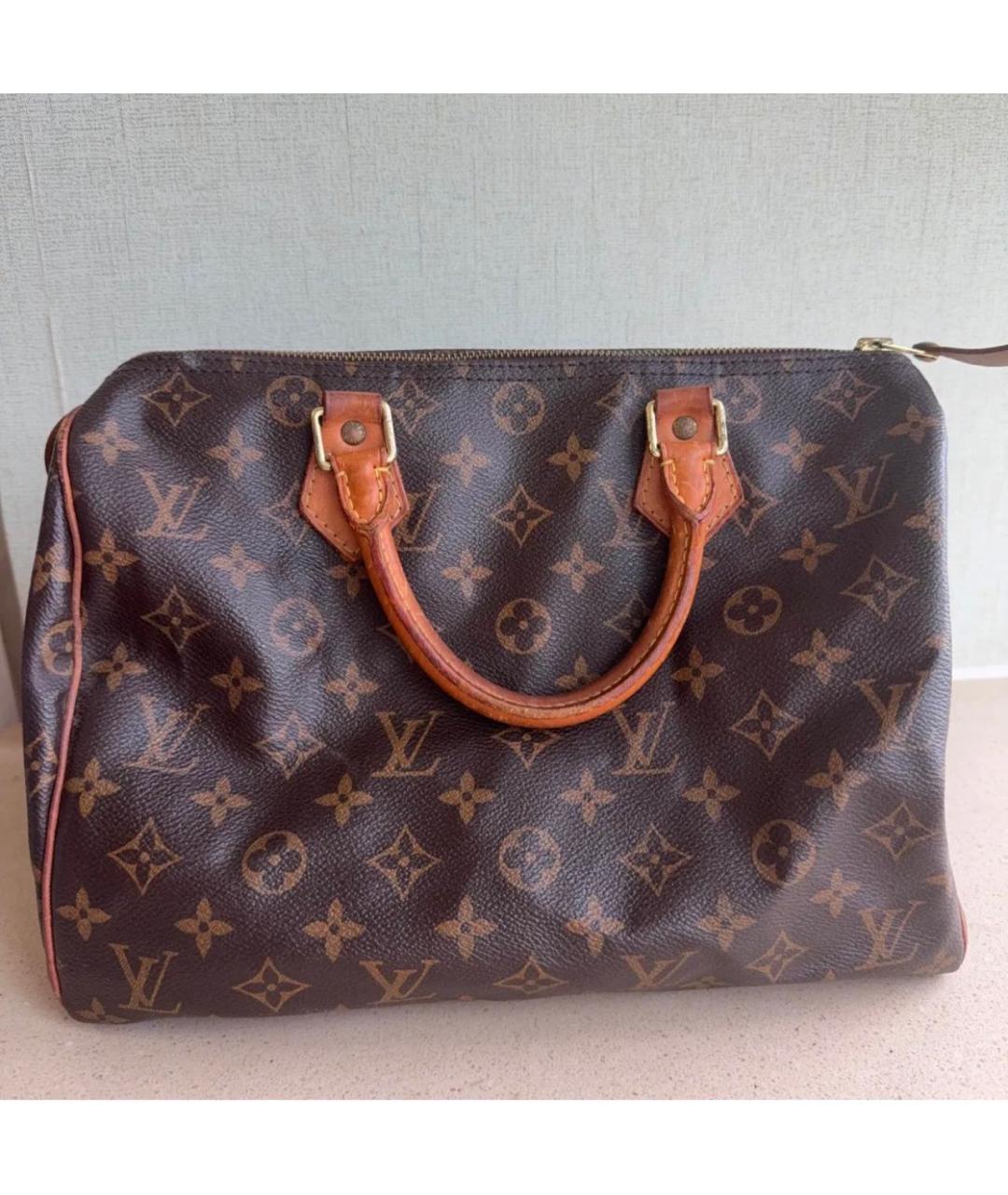 LOUIS VUITTON Коричневая сумка с короткими ручками из канвы, фото 2