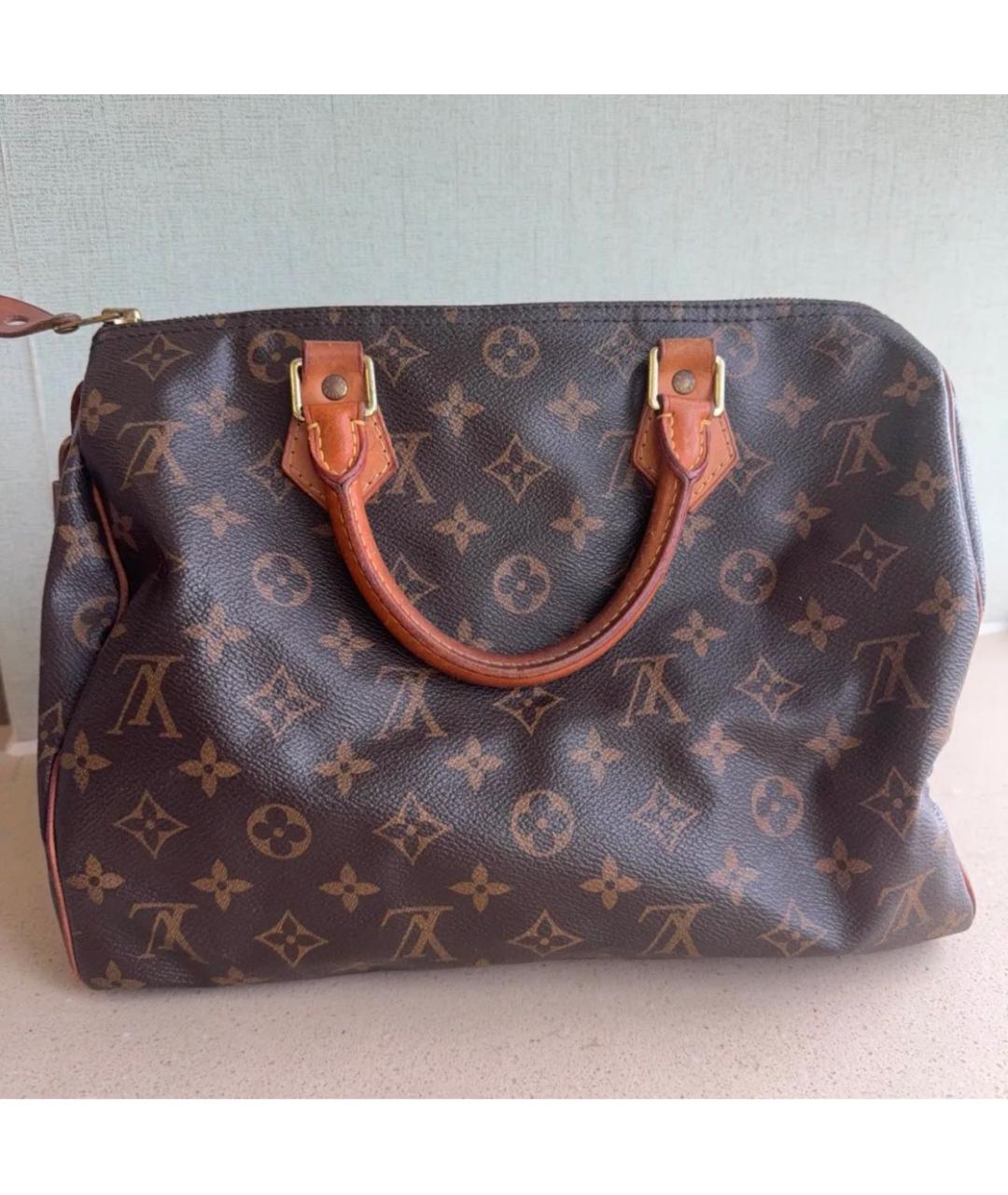 LOUIS VUITTON Коричневая сумка с короткими ручками из канвы, фото 3
