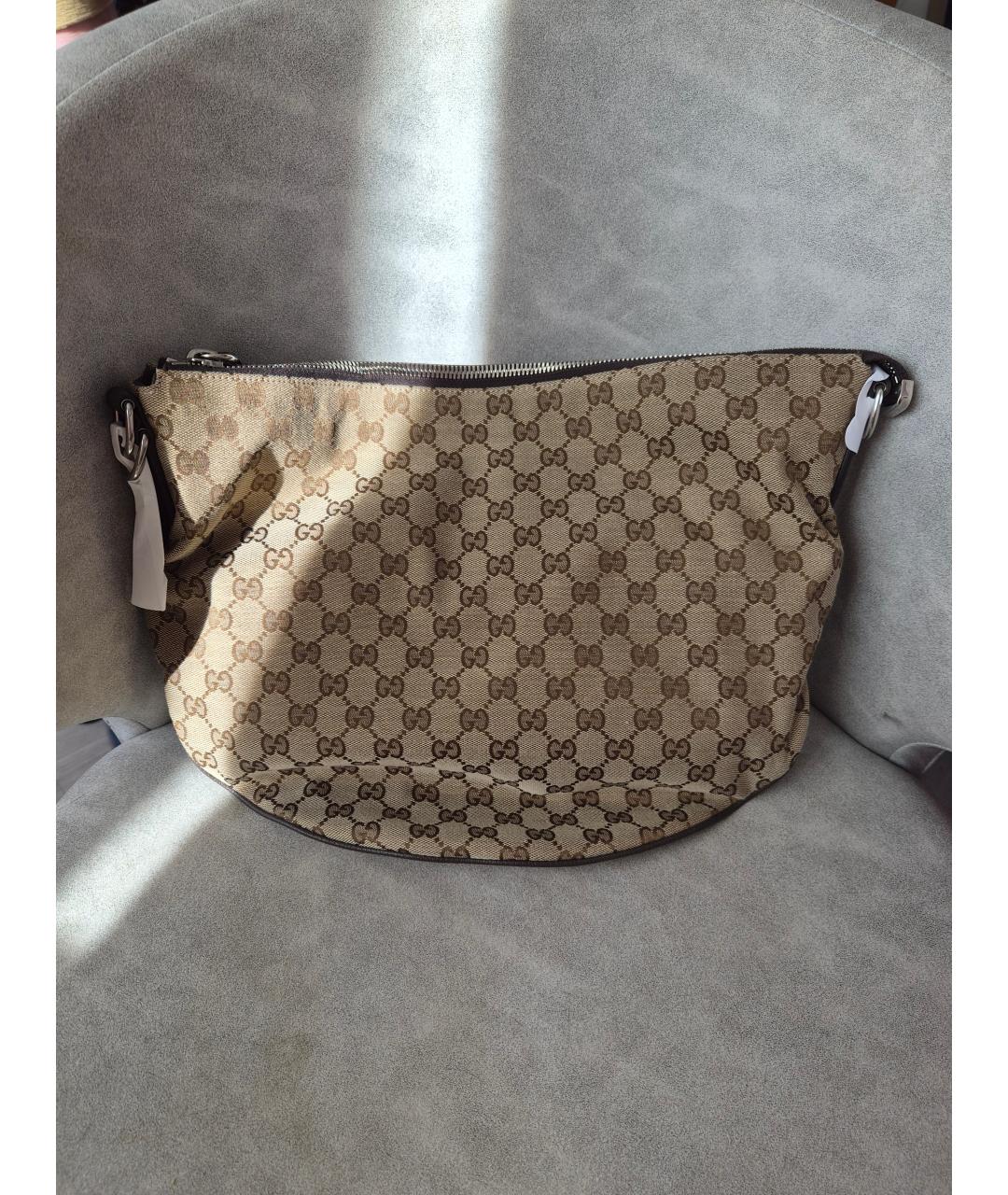 GUCCI Бежевая тканевая сумка через плечо, фото 2