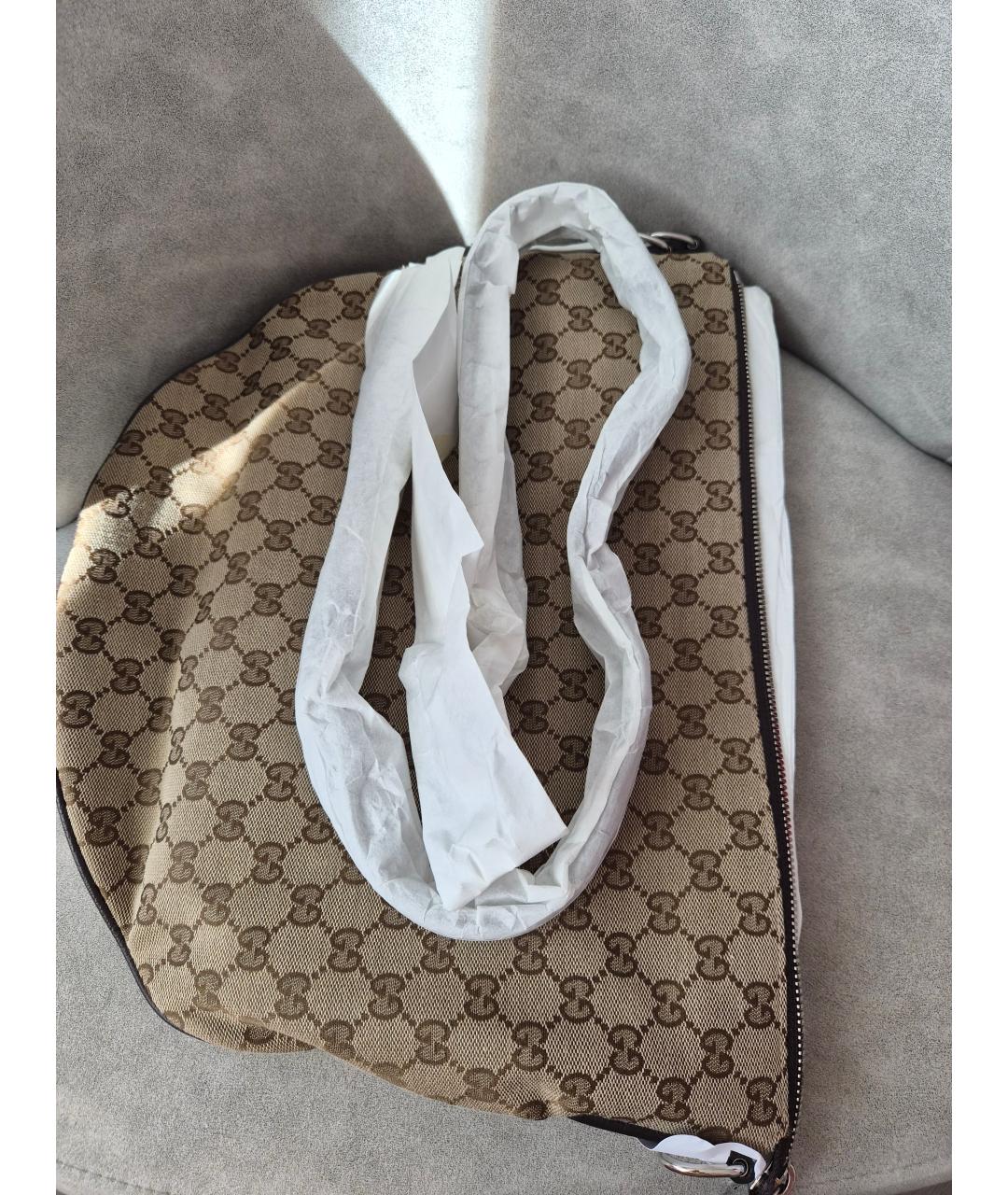 GUCCI Бежевая тканевая сумка через плечо, фото 4