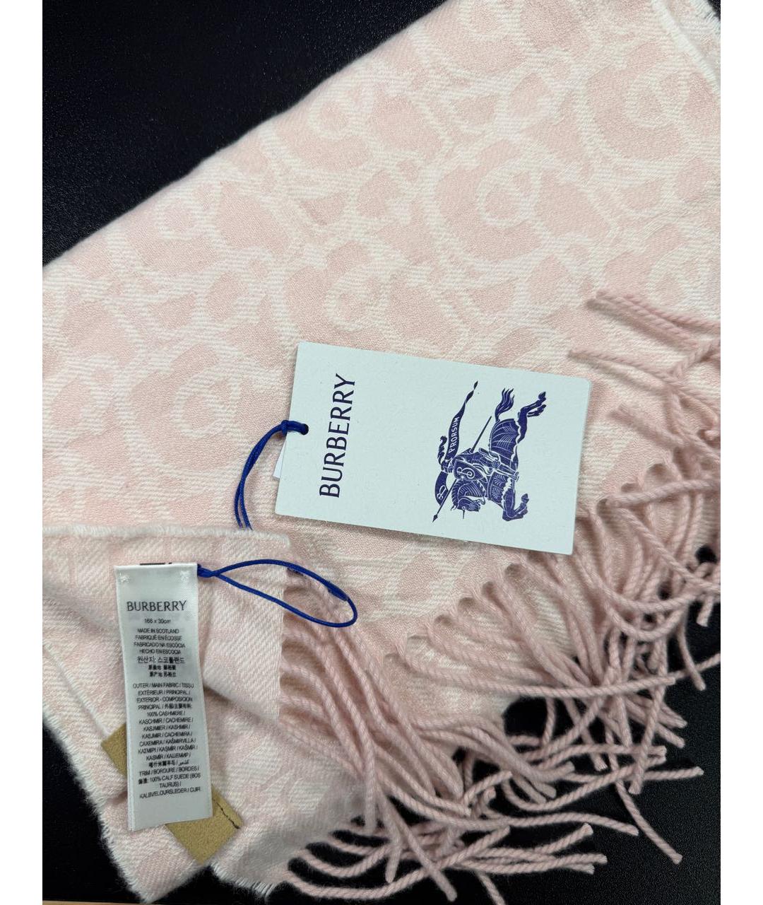 BURBERRY Розовый кашемировый шарф, фото 4