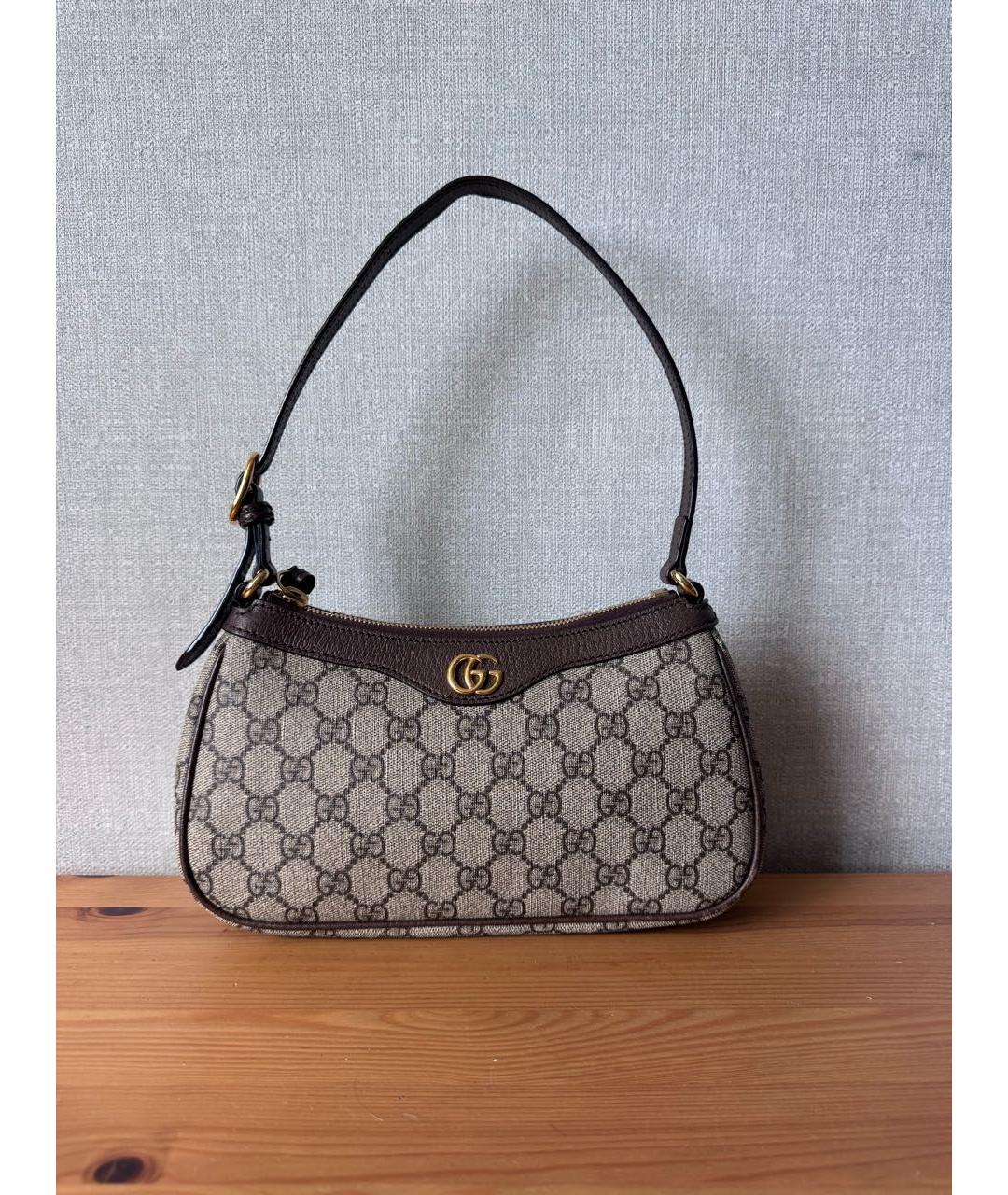GUCCI Бежевая сумка через плечо из канвы, фото 5