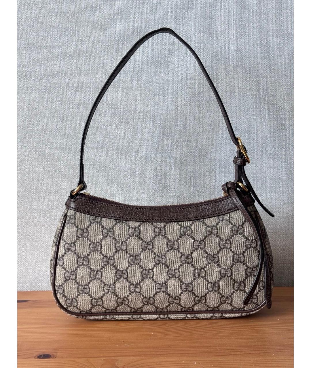 GUCCI Бежевая сумка через плечо из канвы, фото 3