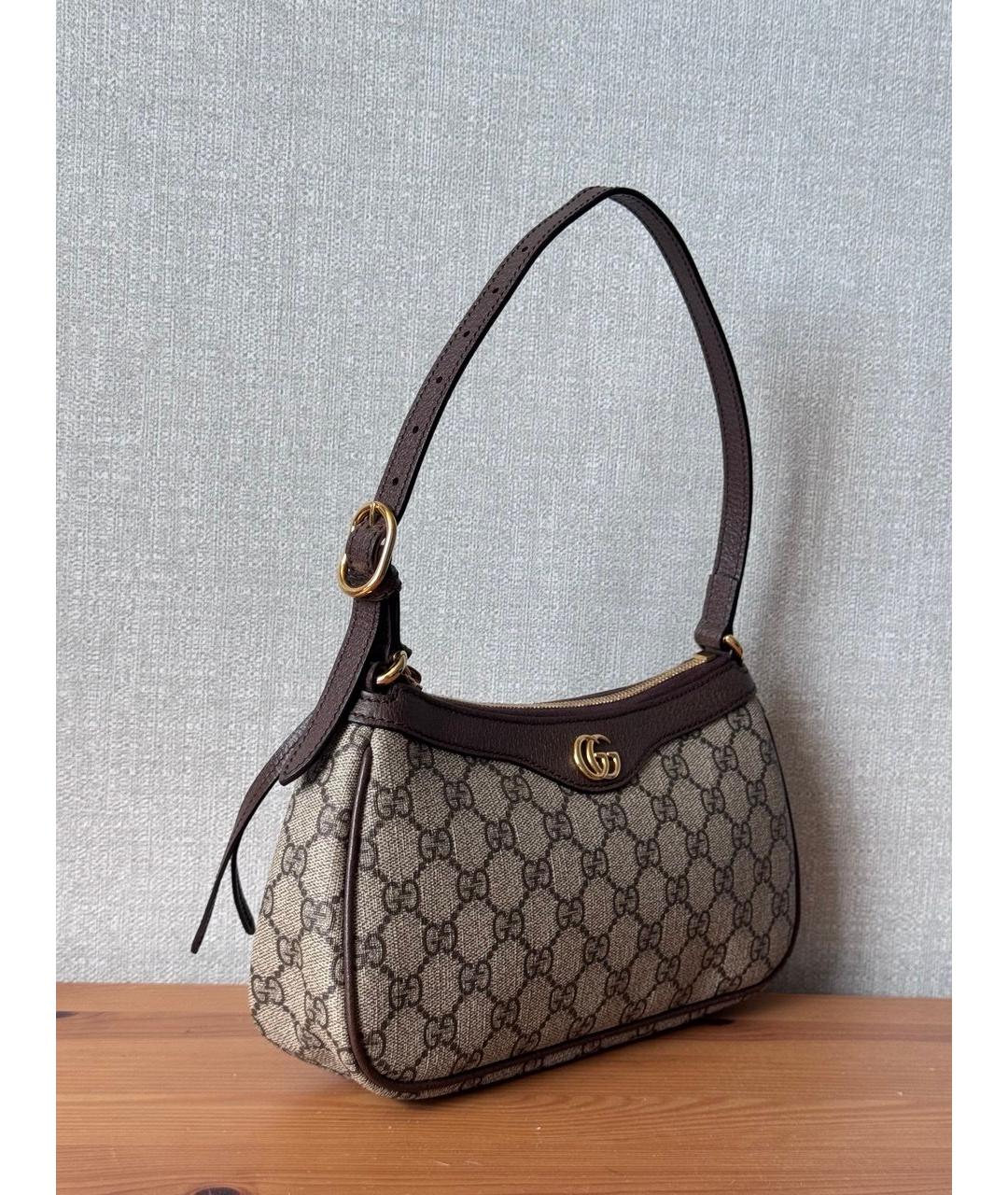 GUCCI Бежевая сумка через плечо из канвы, фото 2