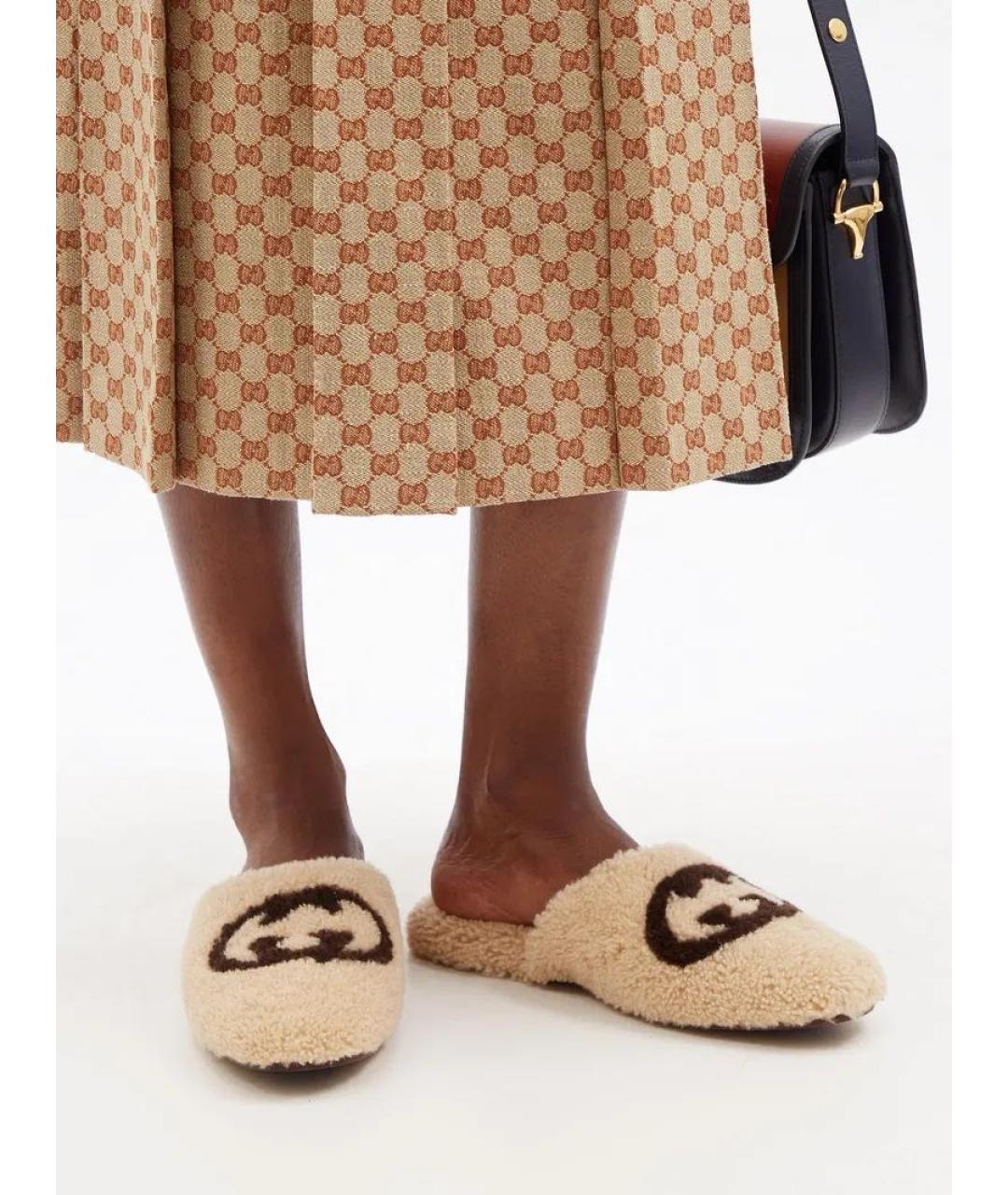 GUCCI Бежевые сабо, фото 8