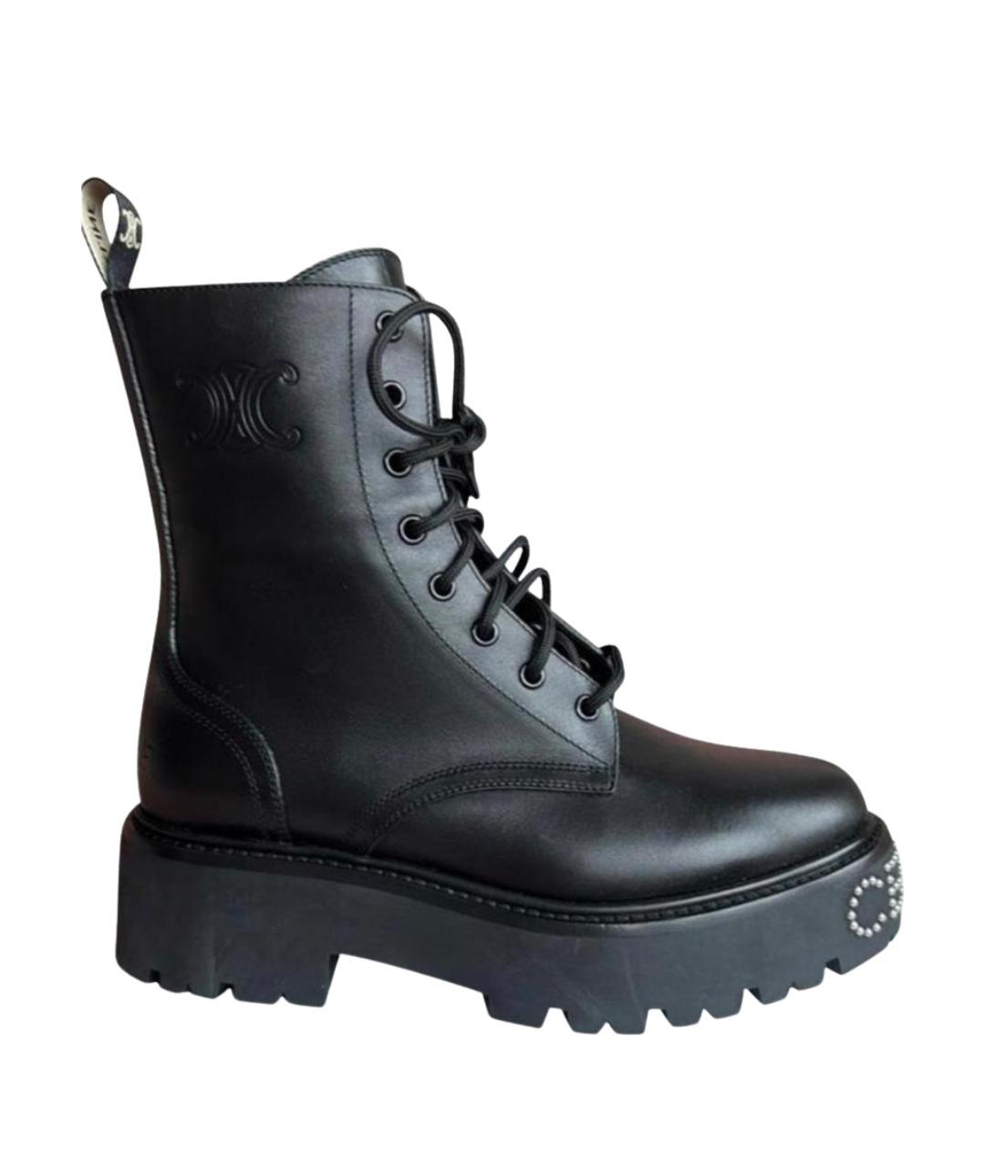 CELINE Черные кожаные ботинки, фото 1