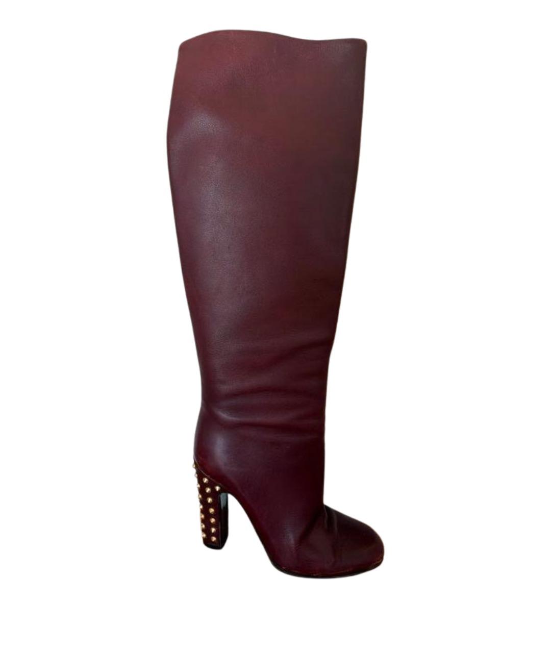 GUCCI Бордовые кожаные сапоги, фото 1