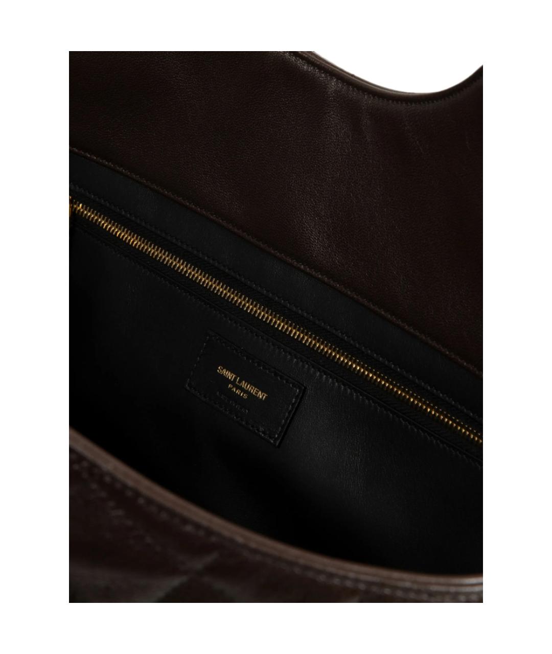SAINT LAURENT Коричневая кожаная сумка тоут, фото 2