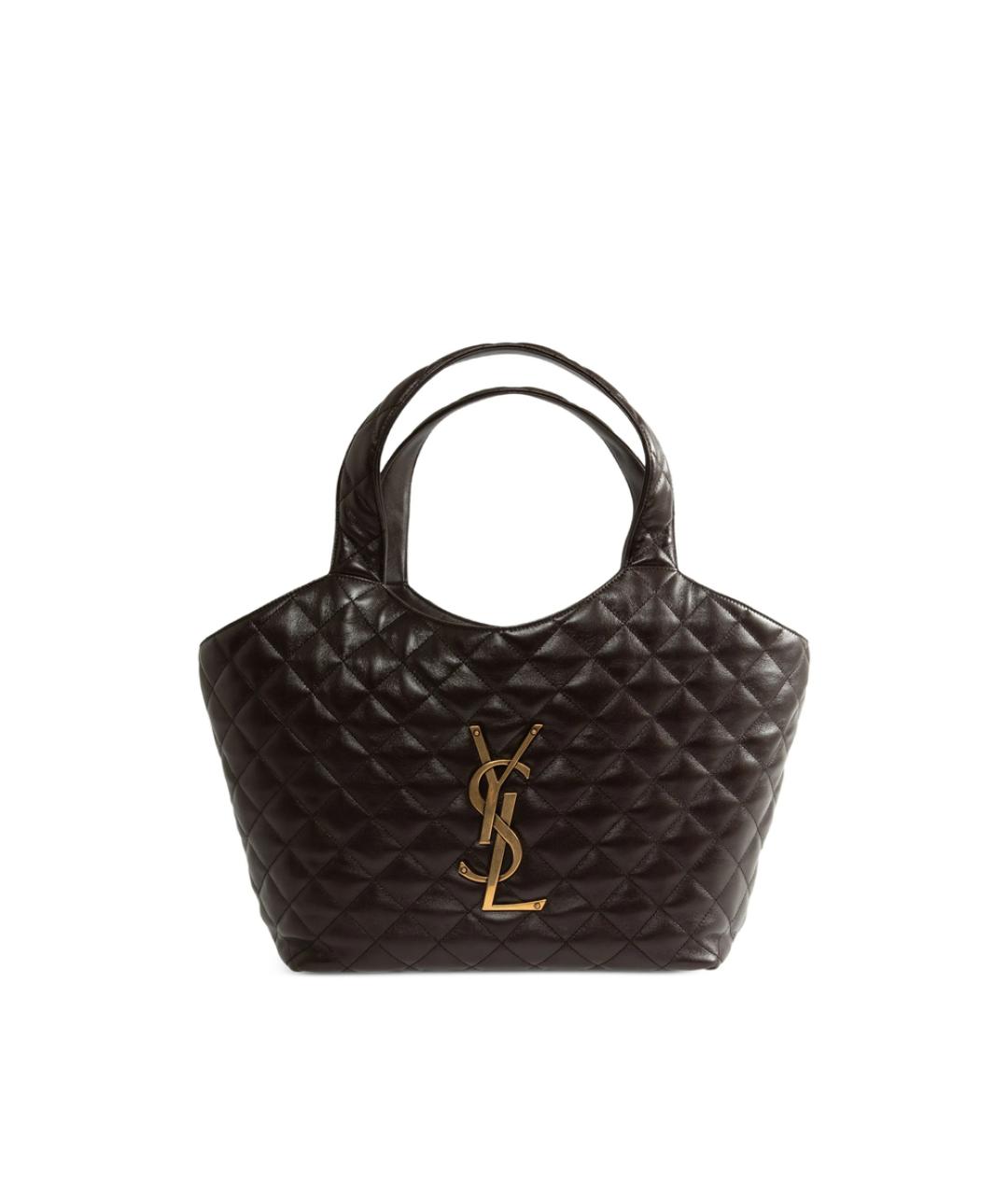 SAINT LAURENT Коричневая кожаная сумка тоут, фото 4