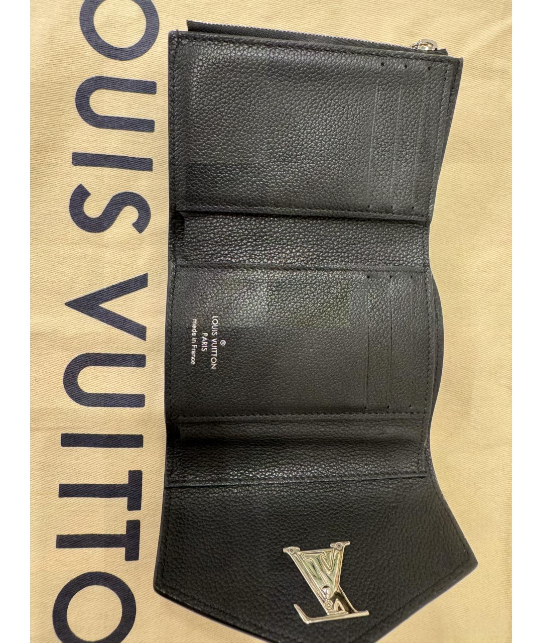LOUIS VUITTON Черный кожаный кошелек, фото 3