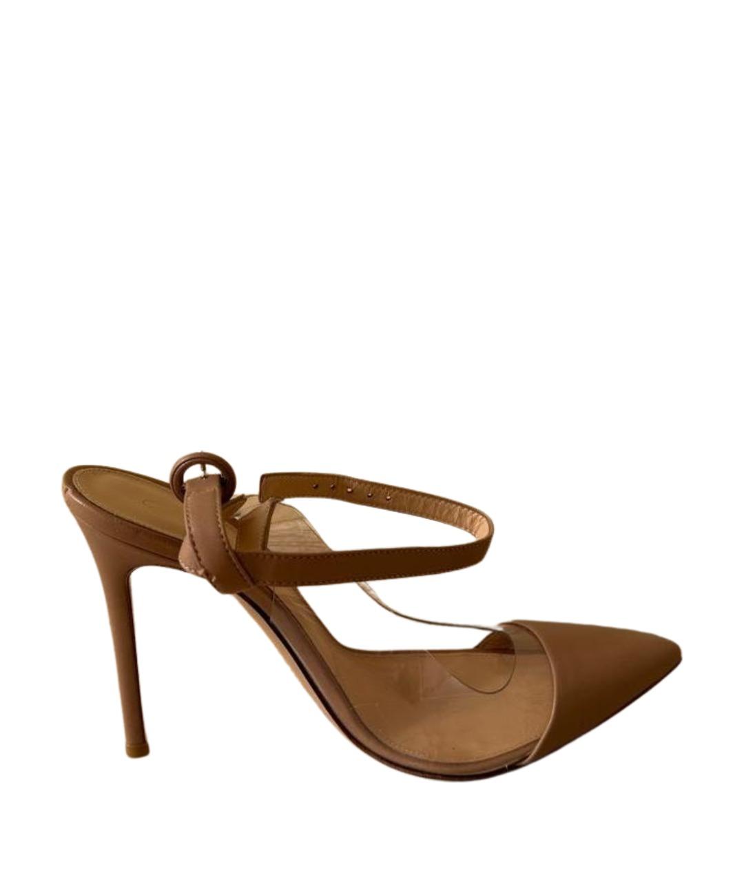 GIANVITO ROSSI Бежевые кожаные туфли, фото 1