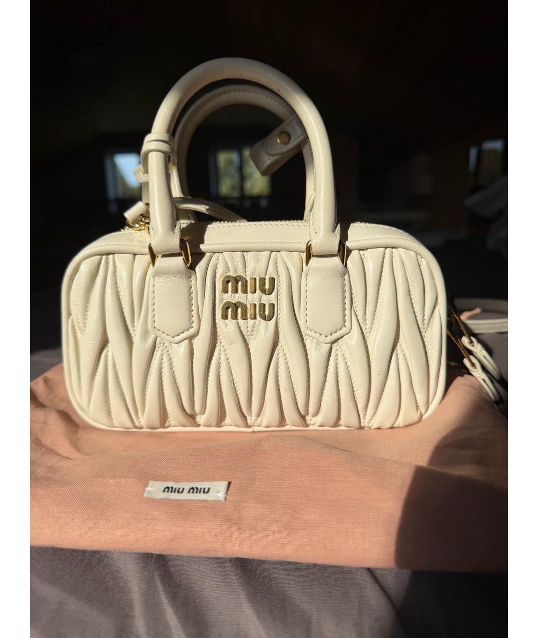 MIU MIU Белая кожаная сумка через плечо, фото 3
