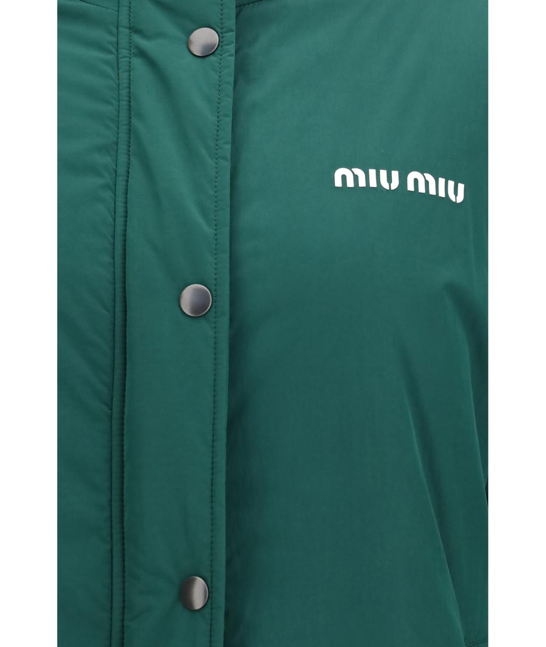 MIU MIU Зеленая синтетическая куртка, фото 3