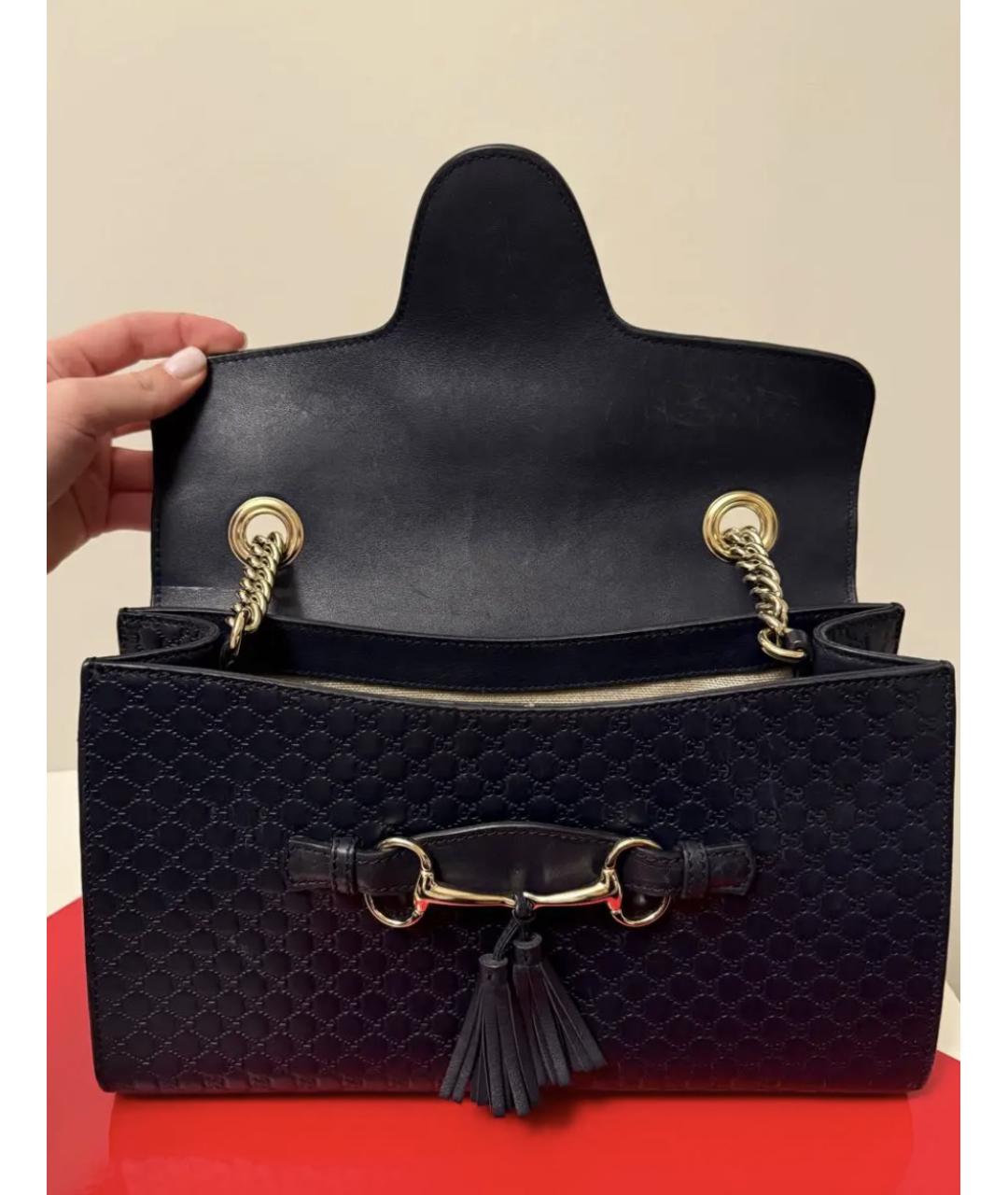 GUCCI Темно-синяя кожаная сумка через плечо, фото 2