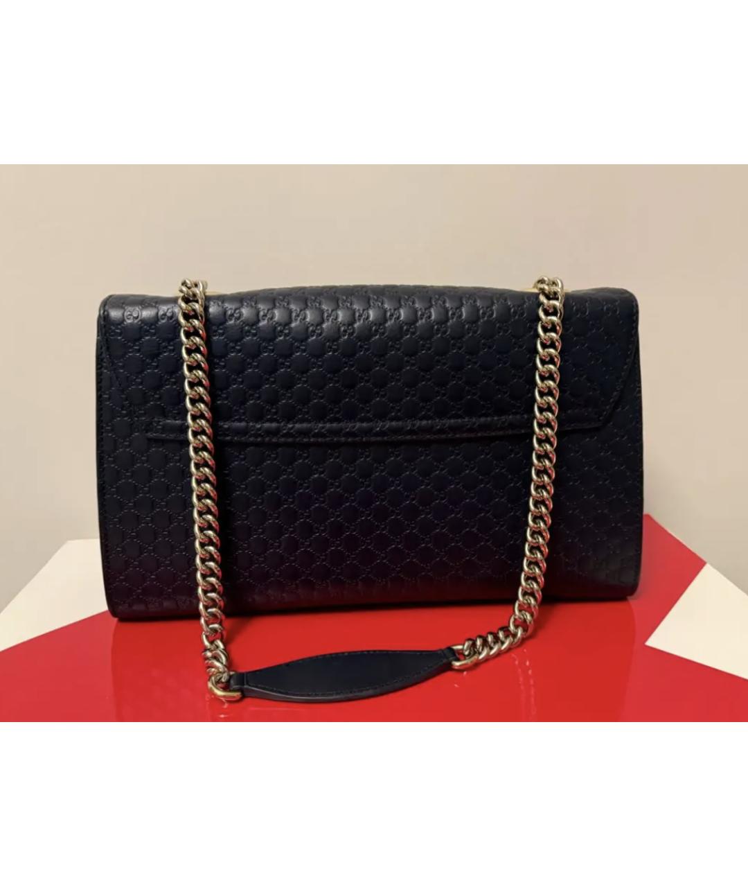 GUCCI Темно-синяя кожаная сумка через плечо, фото 3