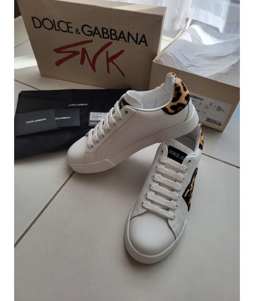 DOLCE&GABBANA Белые кожаные кроссовки, фото 5