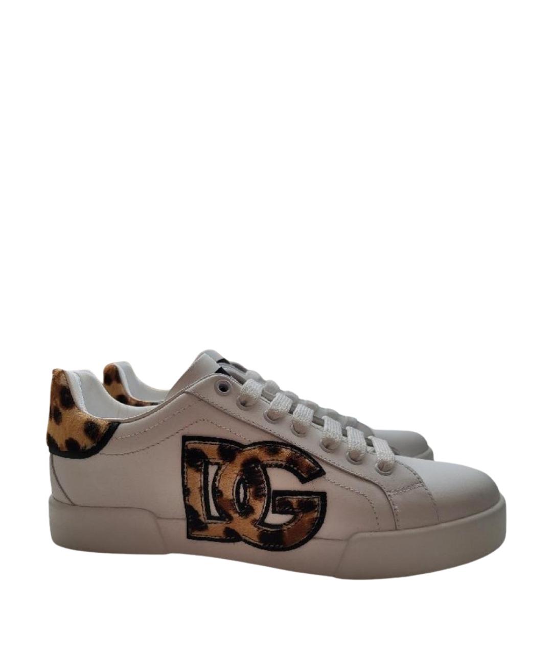 DOLCE&GABBANA Белые кожаные кроссовки, фото 1