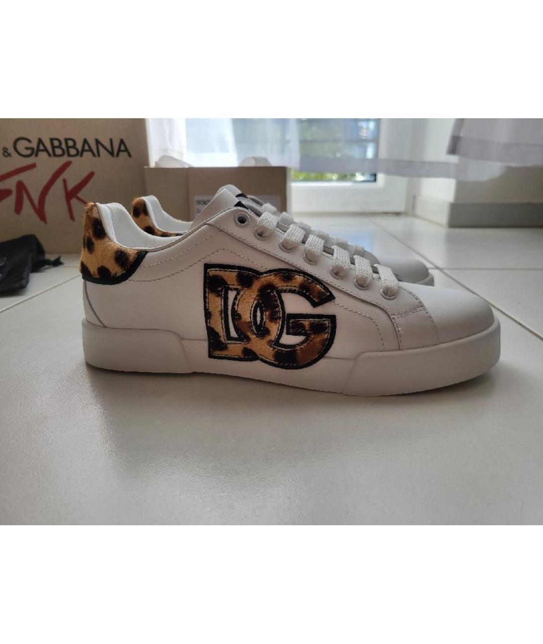 DOLCE&GABBANA Белые кожаные кроссовки, фото 8