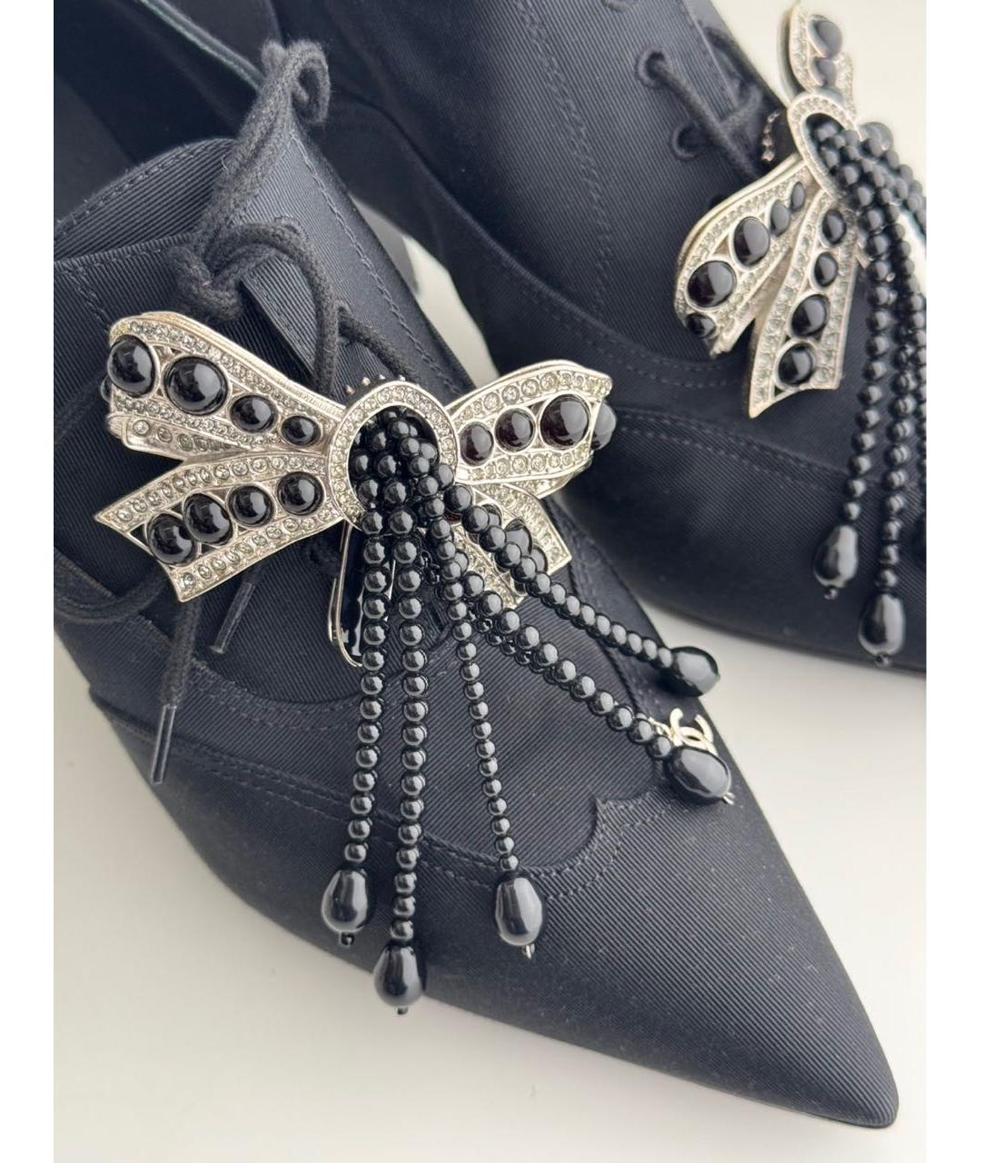 CHANEL Черные текстильные туфли, фото 3
