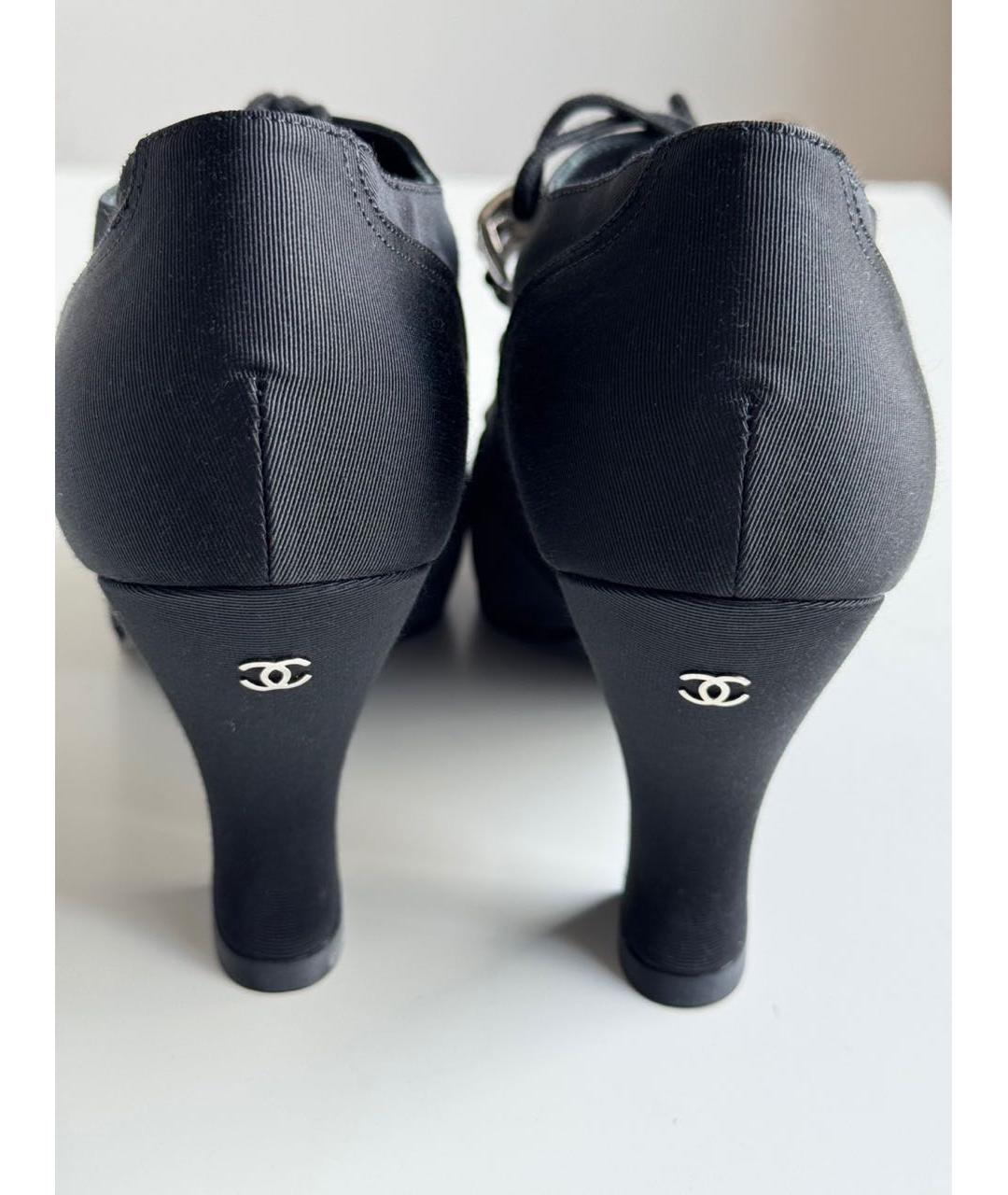 CHANEL Черные текстильные туфли, фото 4