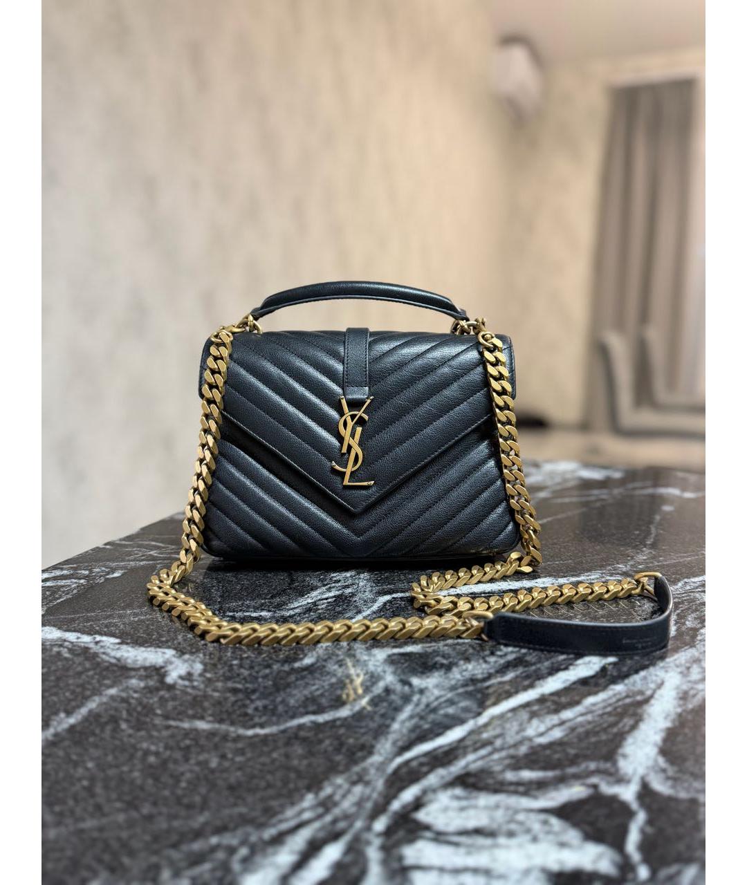 SAINT LAURENT Черная кожаная сумка через плечо, фото 6