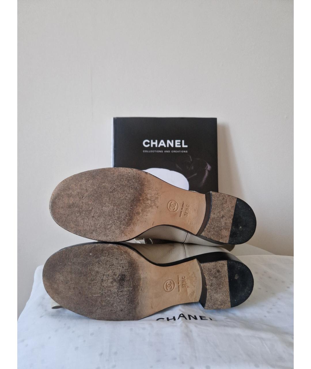 CHANEL Бежевые кожаные ботинки, фото 6